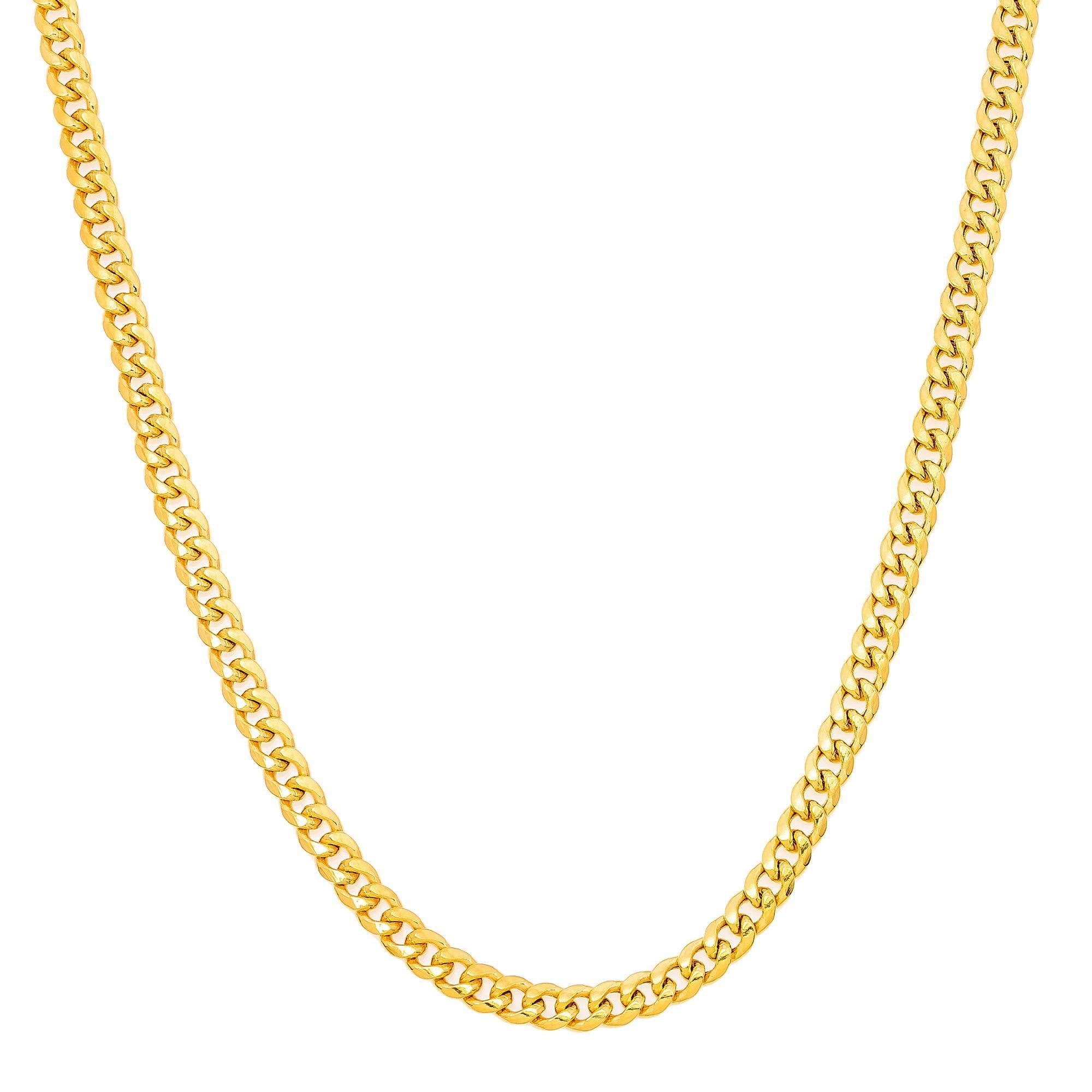 10k Yellow Gold 4mm Hollow Cuban Link Available In Sizes 18"-26"