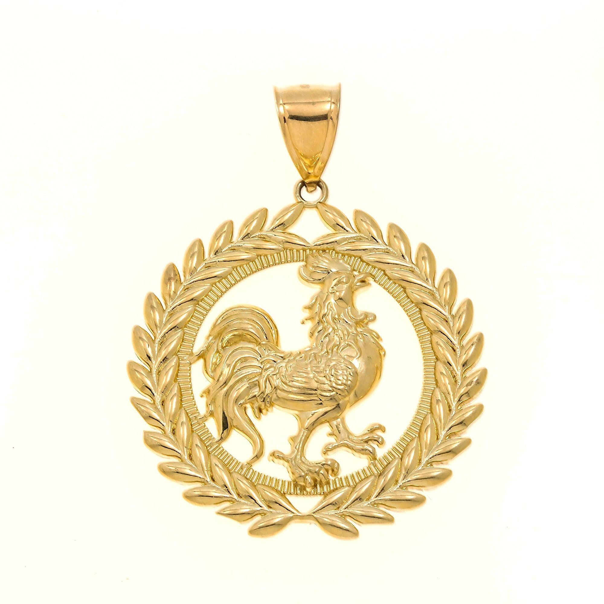 10K GOLD LUCKY ROOSTER PENDANT 9.2G