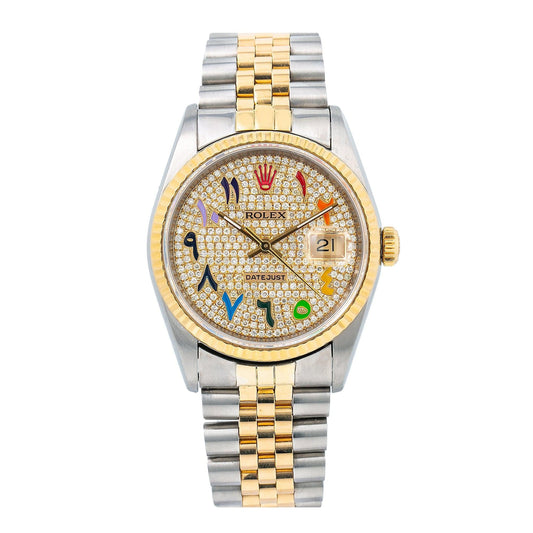 Rolex Datejust 16233 36MM Champagne Diamond Dial With Two Tone Jubilee Bracelet