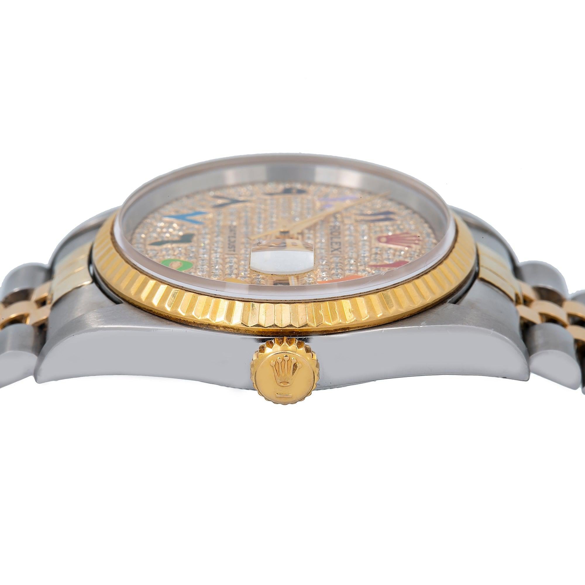 Rolex Datejust 16233 36MM Champagne Diamond Dial With Two Tone Jubilee Bracelet