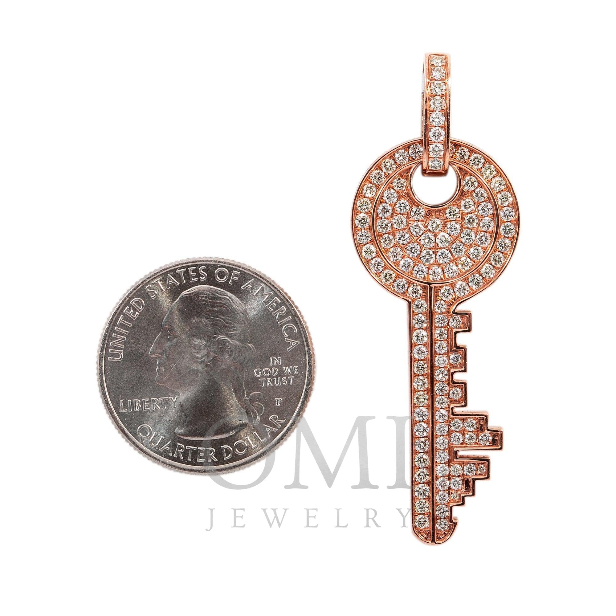 14K GOLD DIAMOND KEY PENDANT 1.62 CT