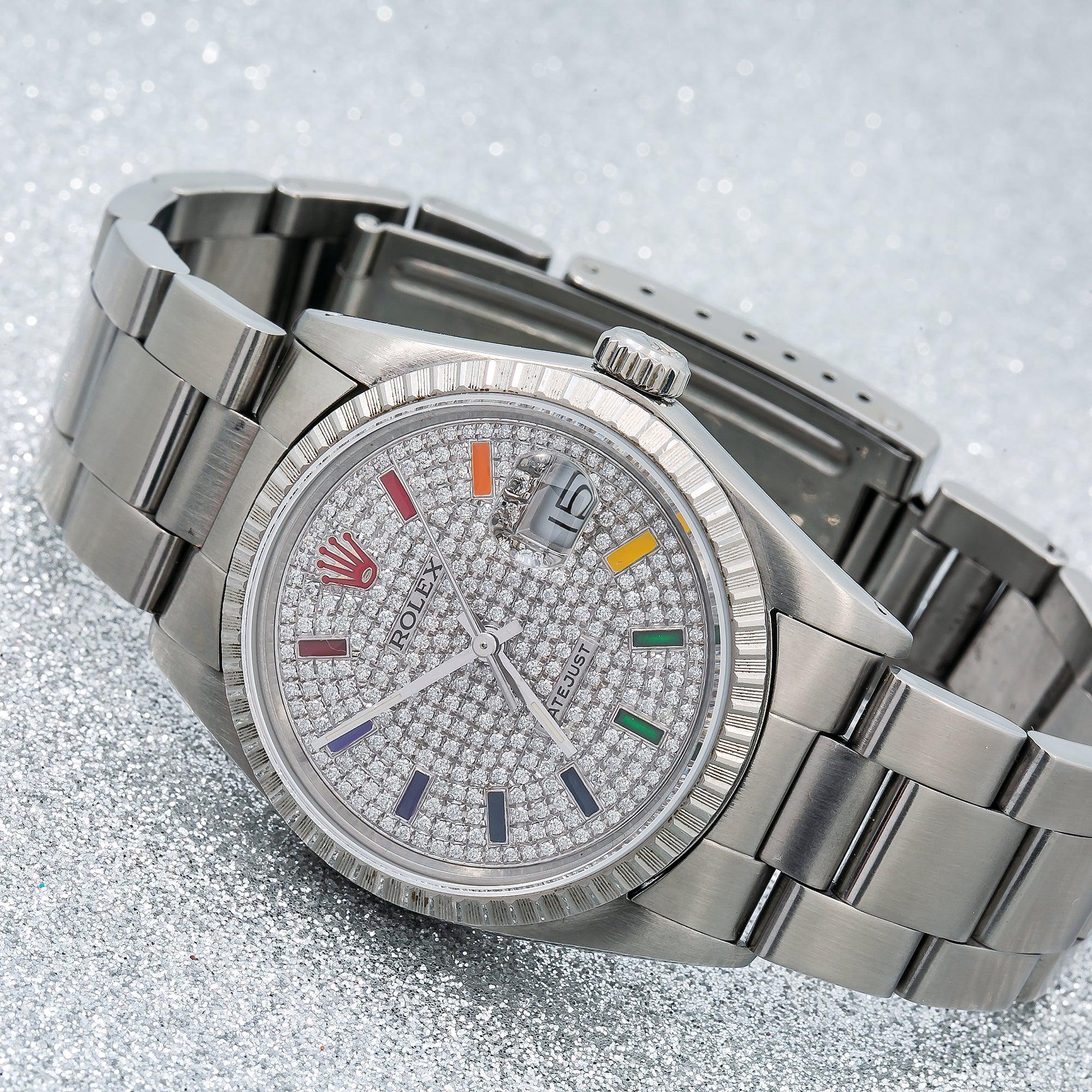 Rolex Datejust 16030 36MM Silver Diamond Dial With Stainless Steel Oyster Bracelet