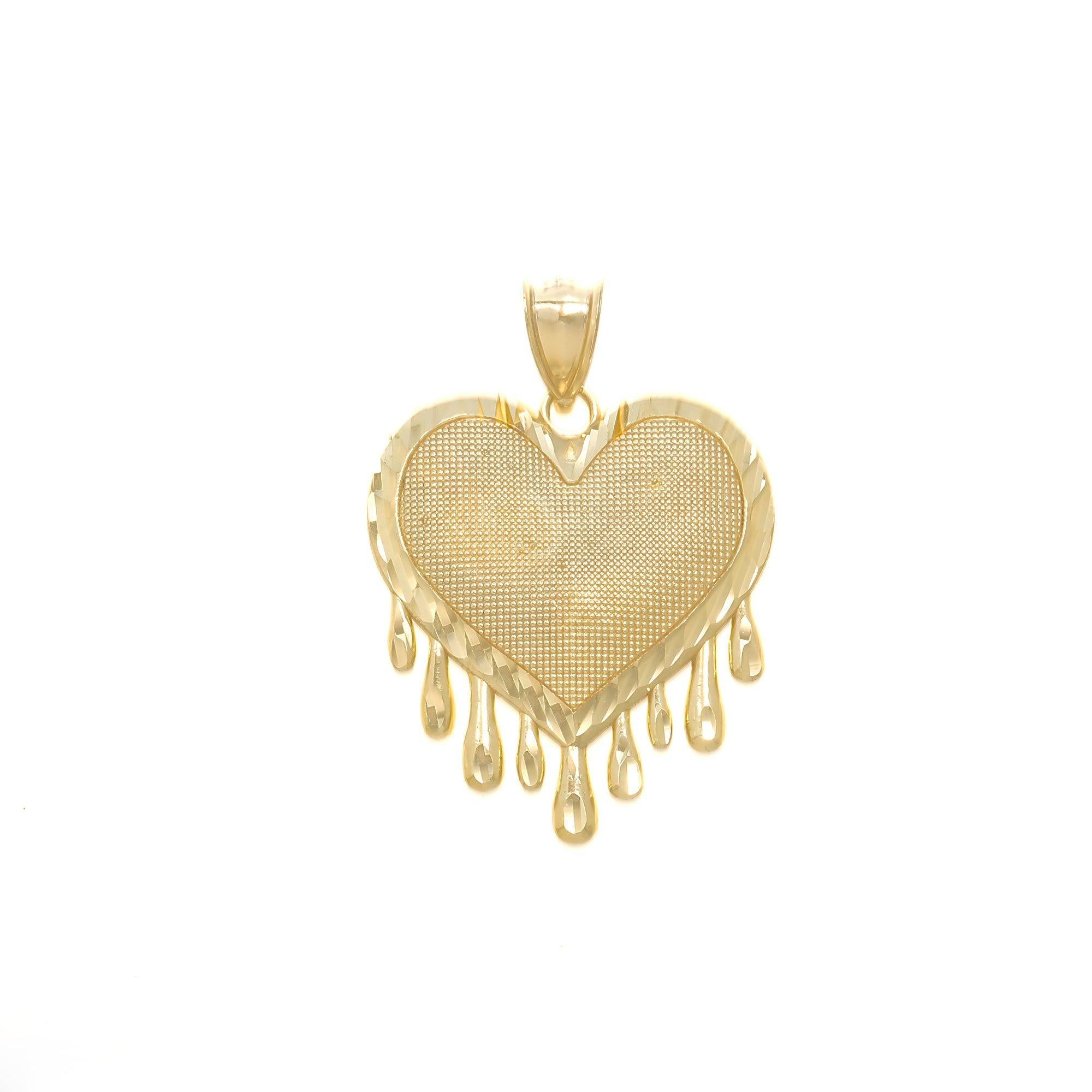 10K GOLD DRIPPING HEART PENDANT 3.4G