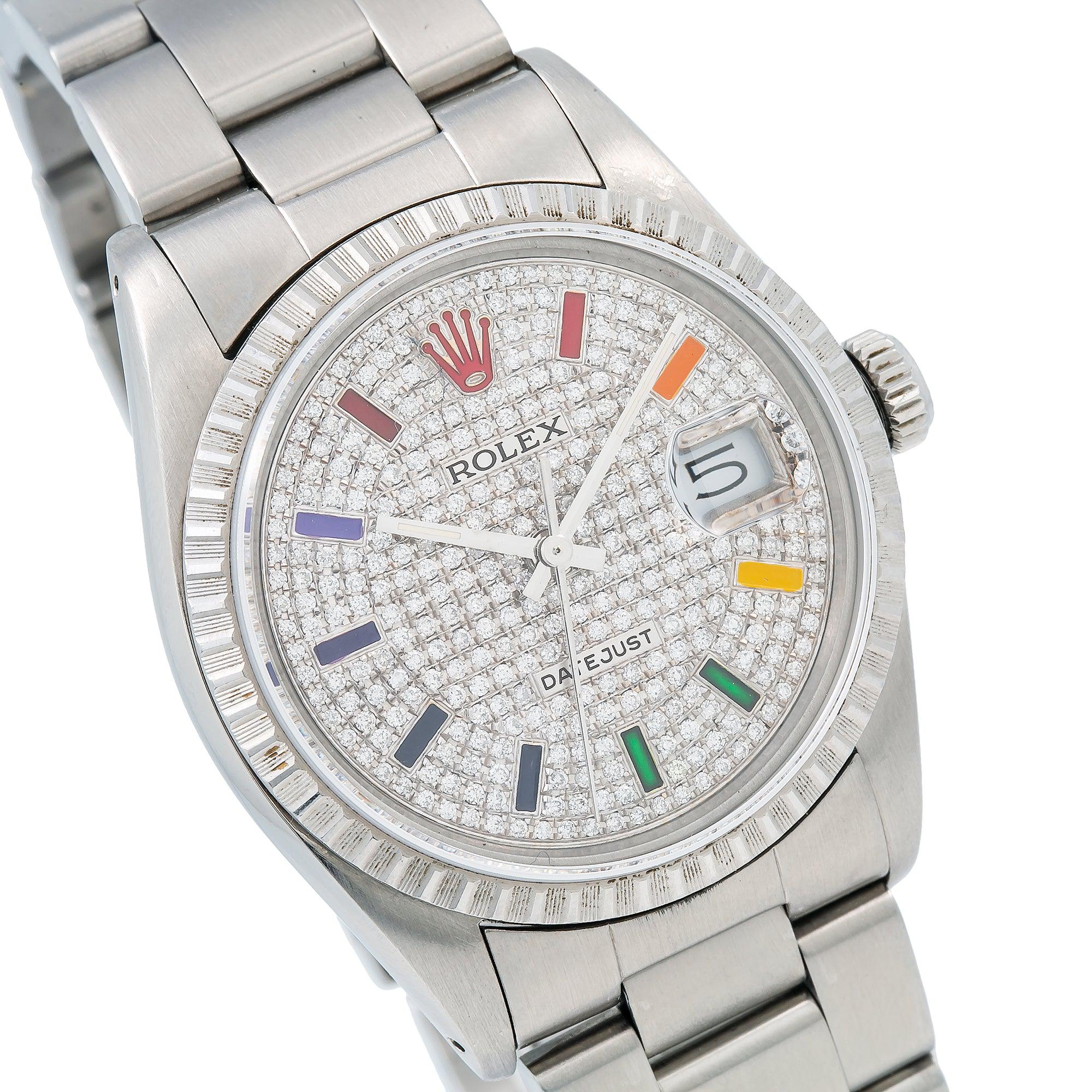 Rolex Datejust 16030 36MM Silver Diamond Dial With Stainless Steel Oyster Bracelet