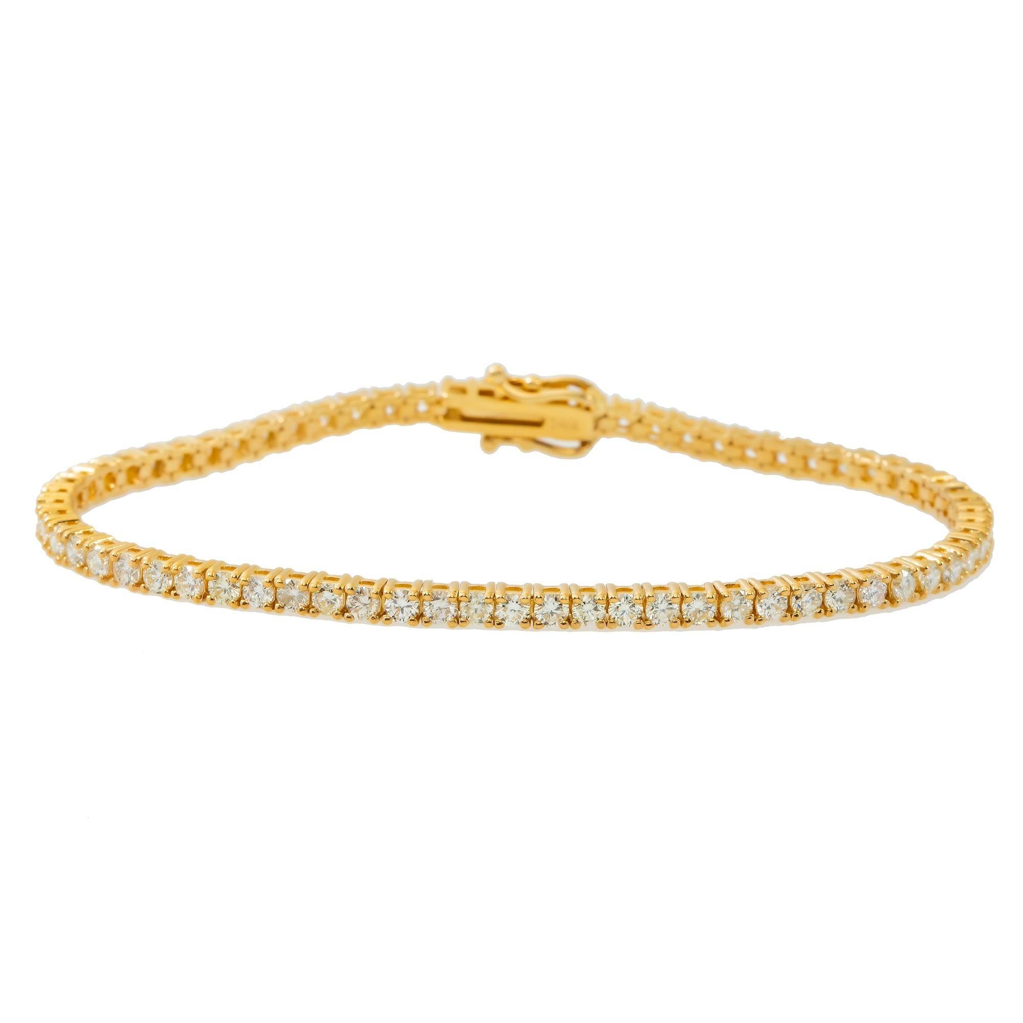 14K GOLD ROUND DIAMONDS TENNIS BRACELET 3.85 CT