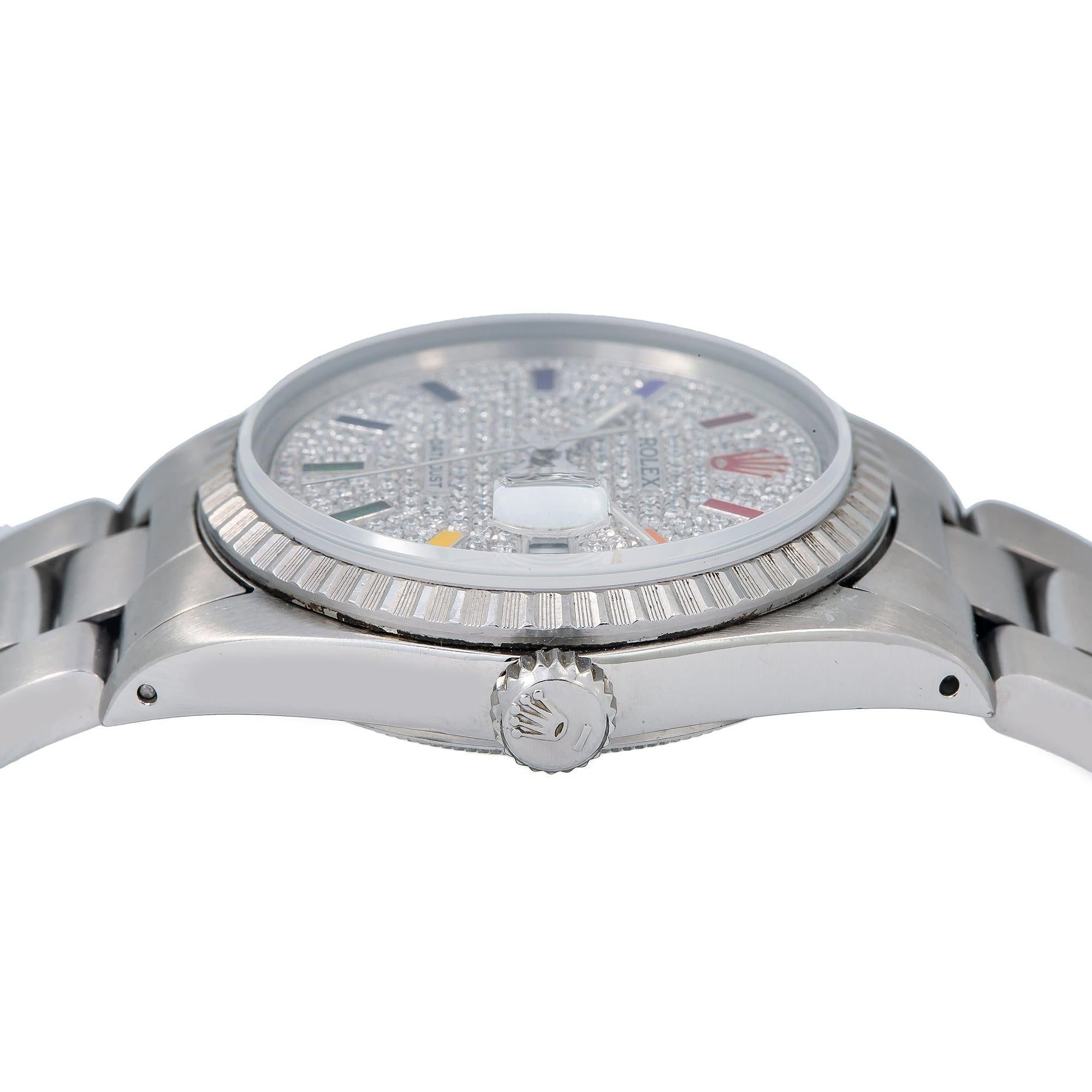 Rolex Datejust 16030 36MM Silver Diamond Dial With Stainless Steel Oyster Bracelet