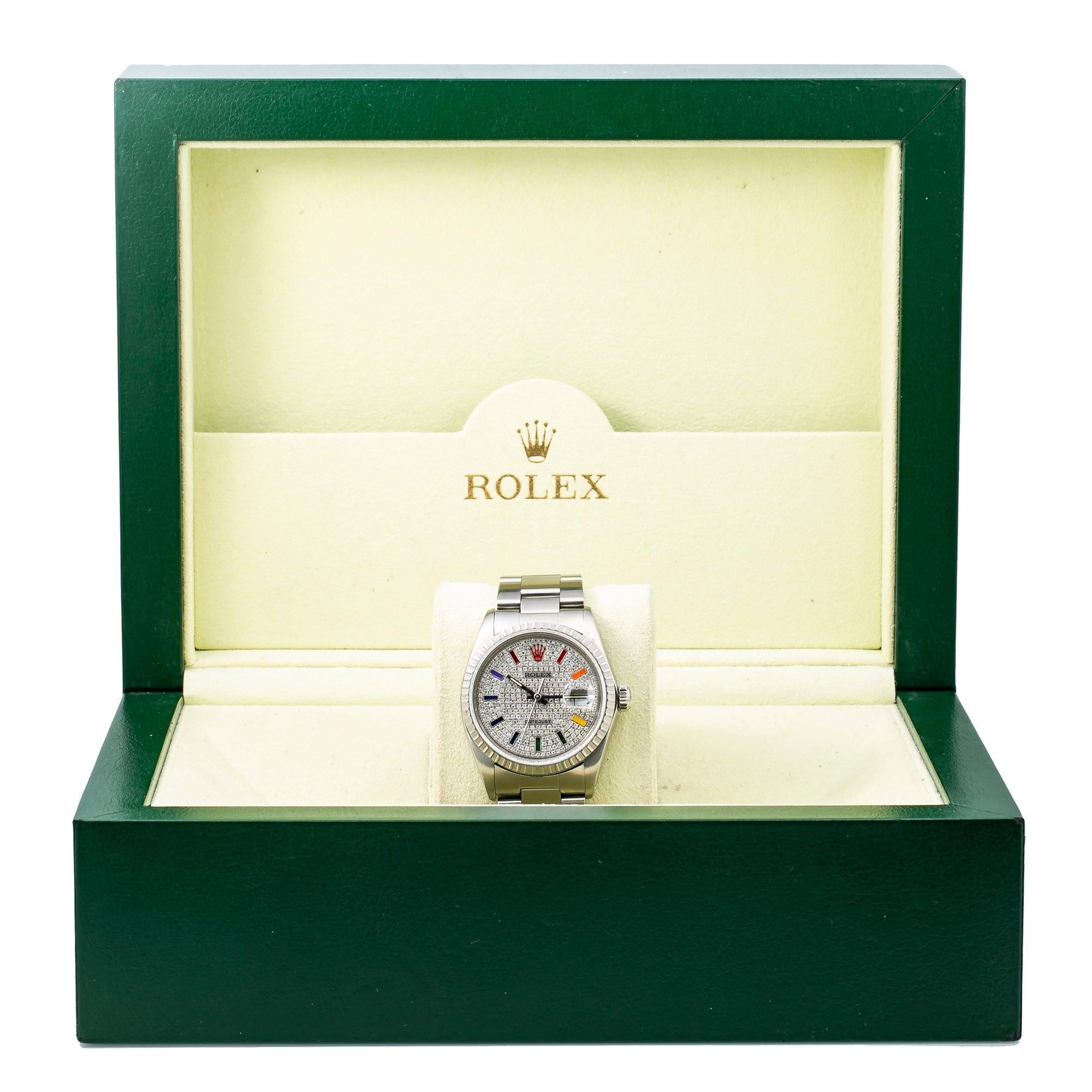 Rolex Datejust 16030 36MM Silver Diamond Dial With Stainless Steel Oyster Bracelet