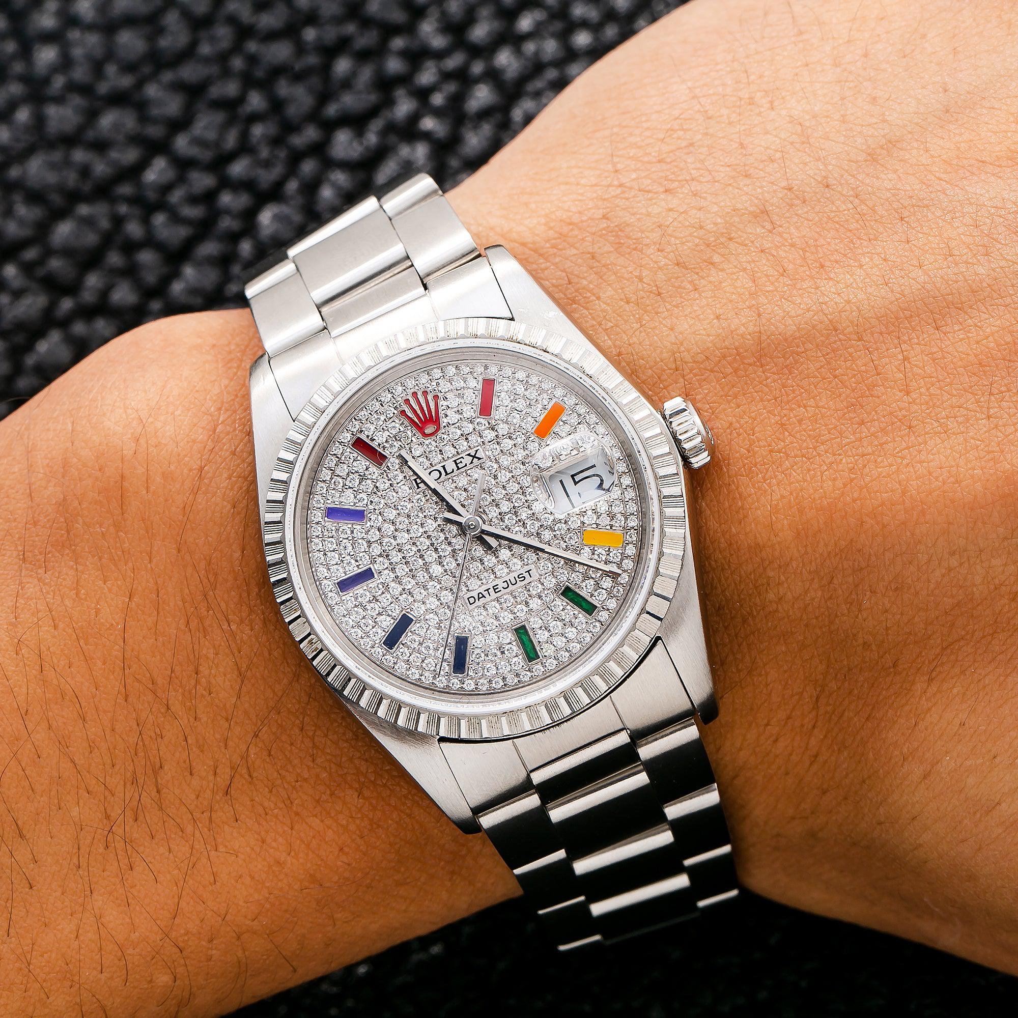 Rolex Datejust 16030 36MM Silver Diamond Dial With Stainless Steel Oyster Bracelet