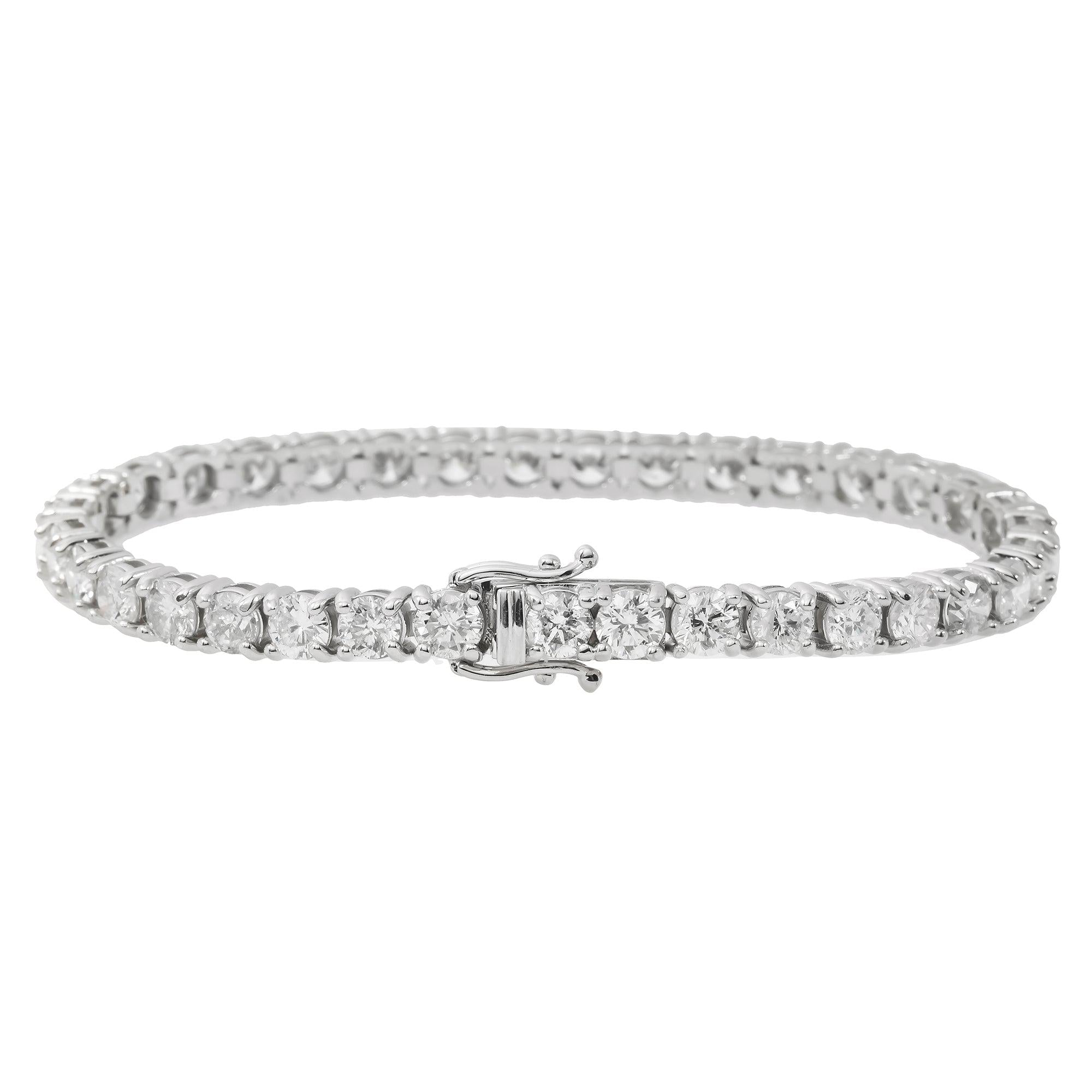 14K GOLD ROUND LAB GROWN DIAMONDS TENNIS BRACELET 6.7ct  CT