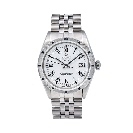 Rolex Oyster Perpetual Date 1500 34MM White Dial With Stainless Steel Jubilee Bracelet