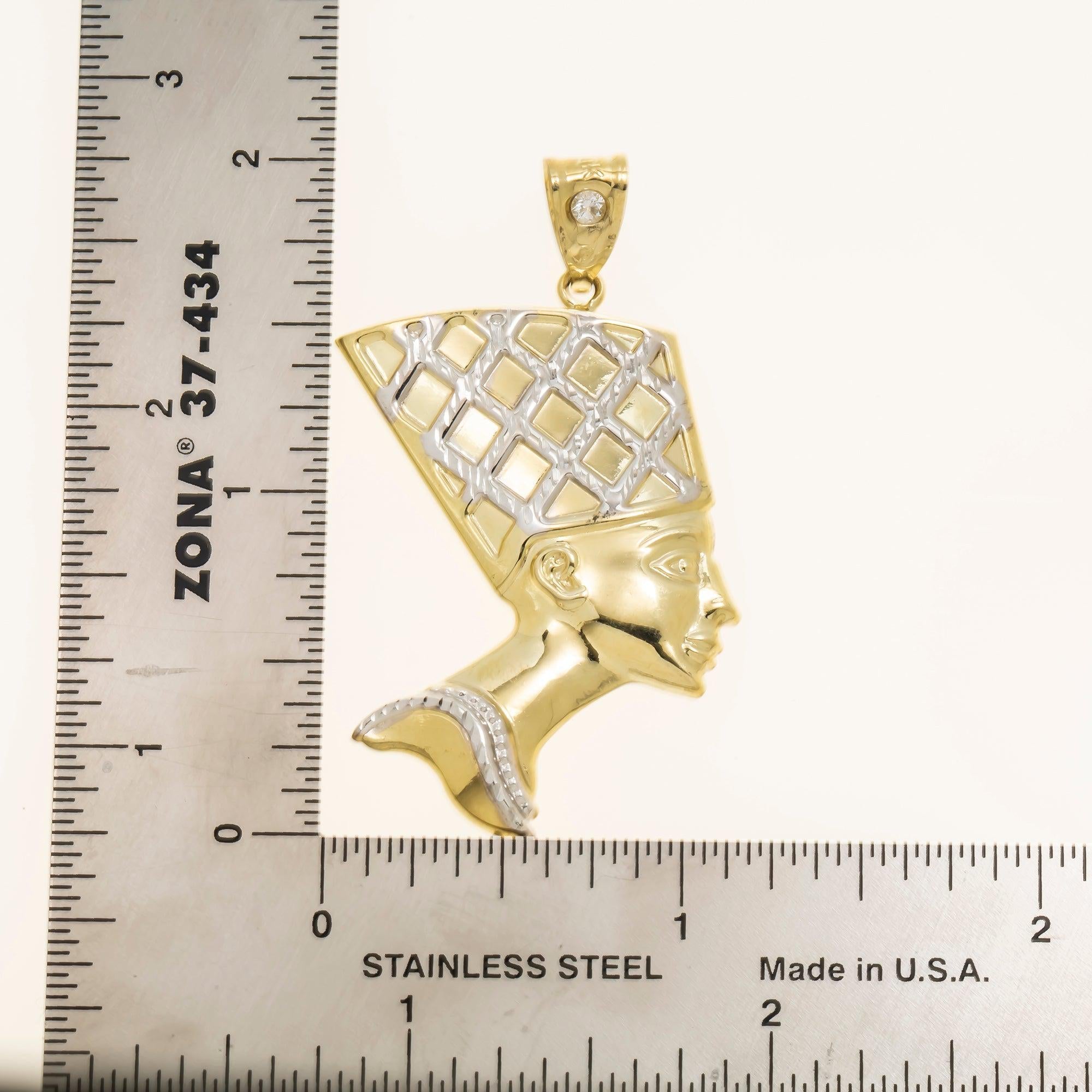 10K GOLD TWO TONE NEFERTITI PENDANT 4.0G