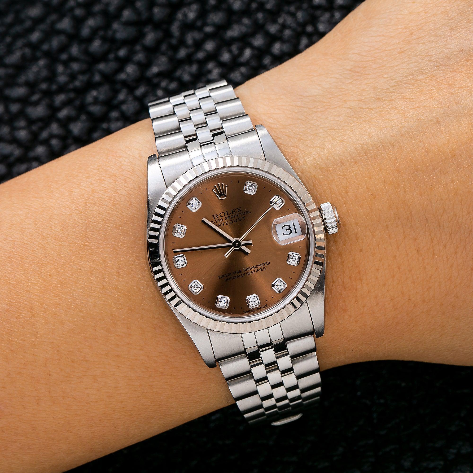 Rolex Lady-Datejust 68274 31MM Brown Diamond Dial With Stainless Steel Jubilee Bracelet