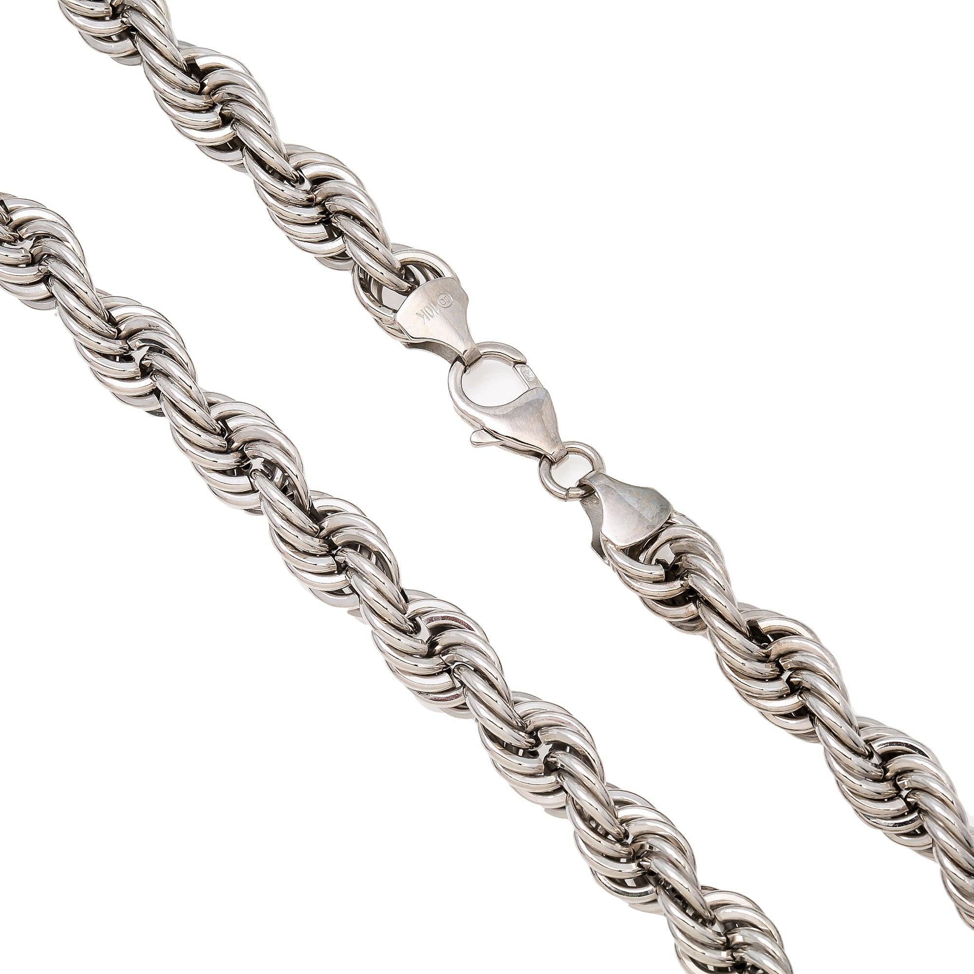 10K WHITE GOLD 7MM MILLENNIUM ROPE CHAIN