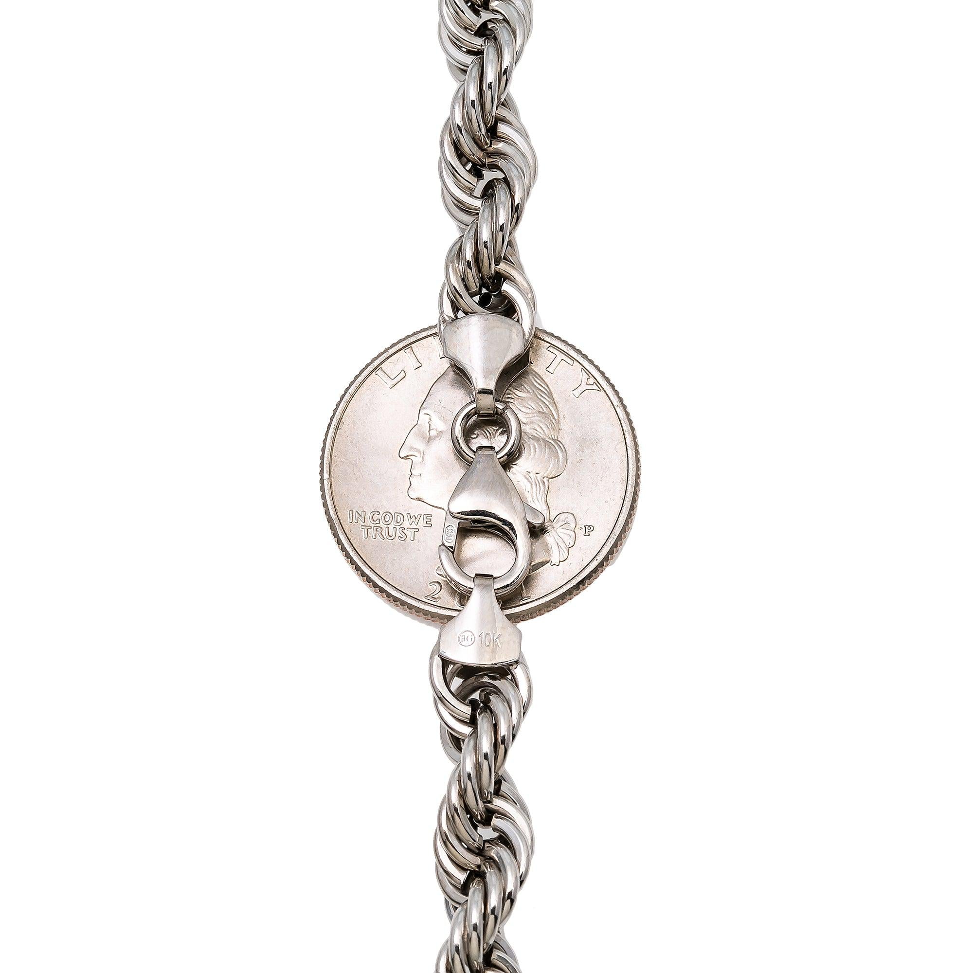 10K WHITE GOLD 7MM MILLENNIUM ROPE CHAIN