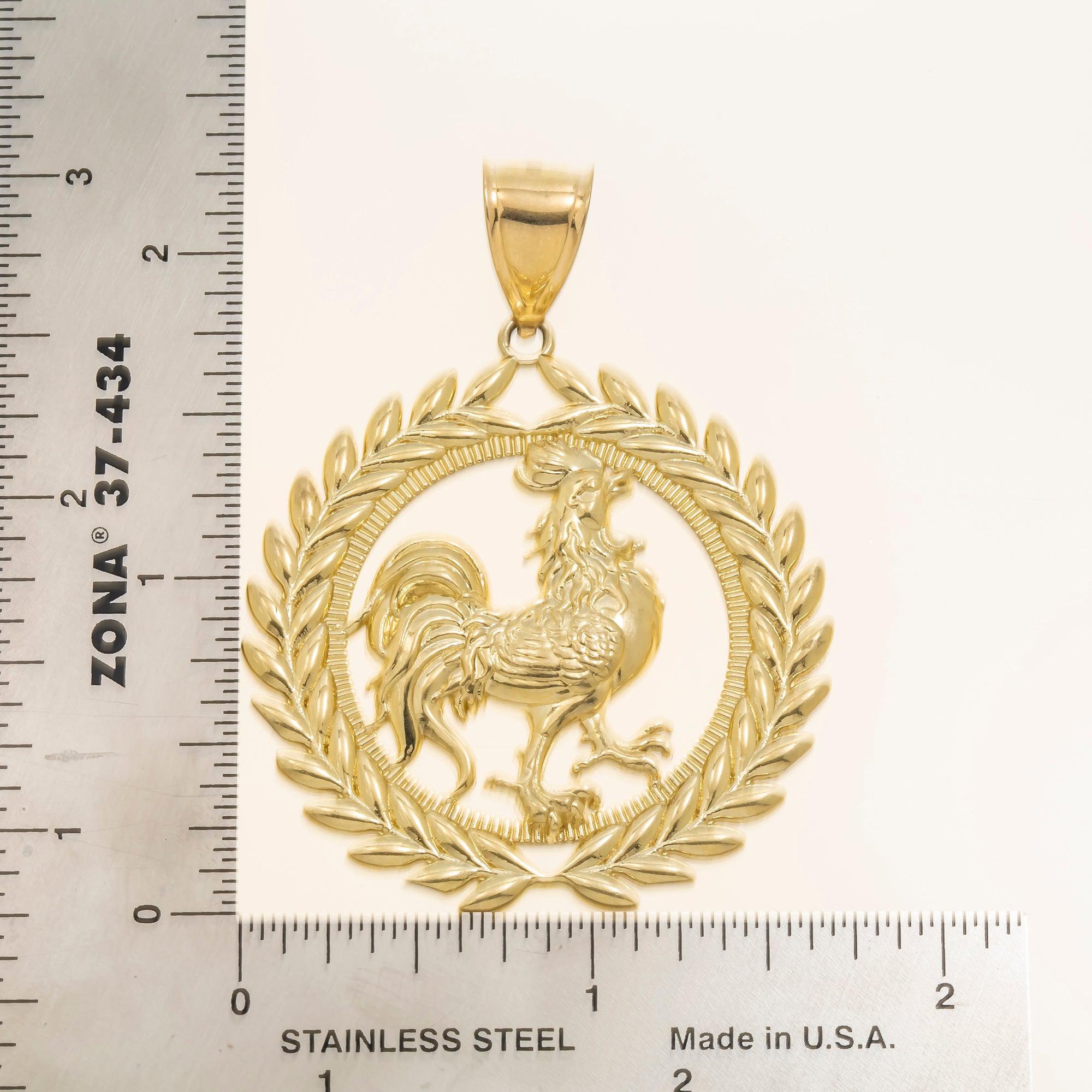 10K GOLD LUCKY ROOSTER PENDANT 9.2G
