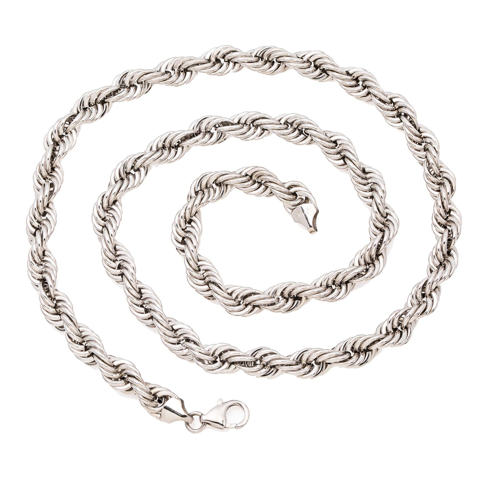 10K WHITE GOLD 7MM MILLENNIUM ROPE CHAIN