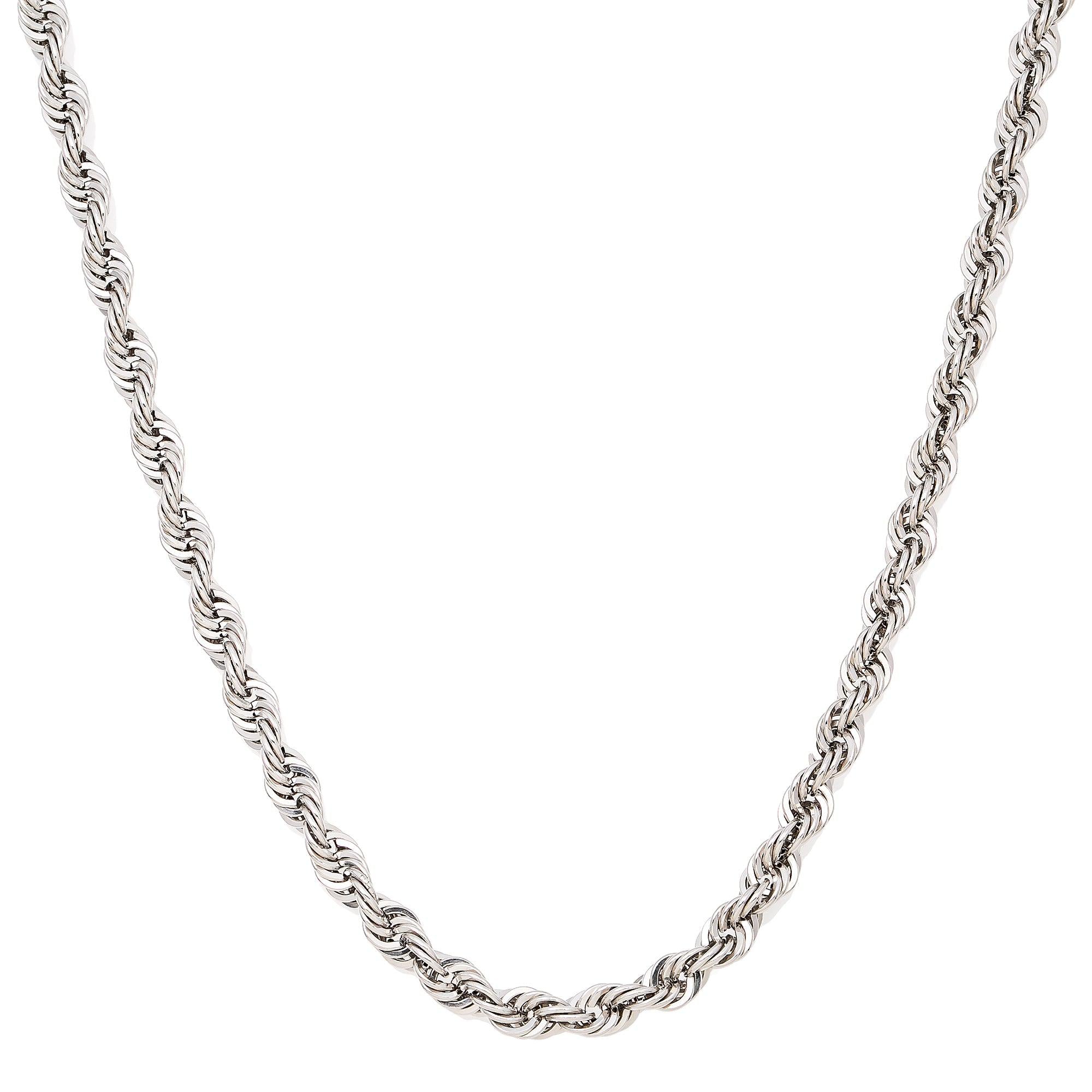 10K WHITE GOLD 5MM HOLLOW ROPE CHAIN