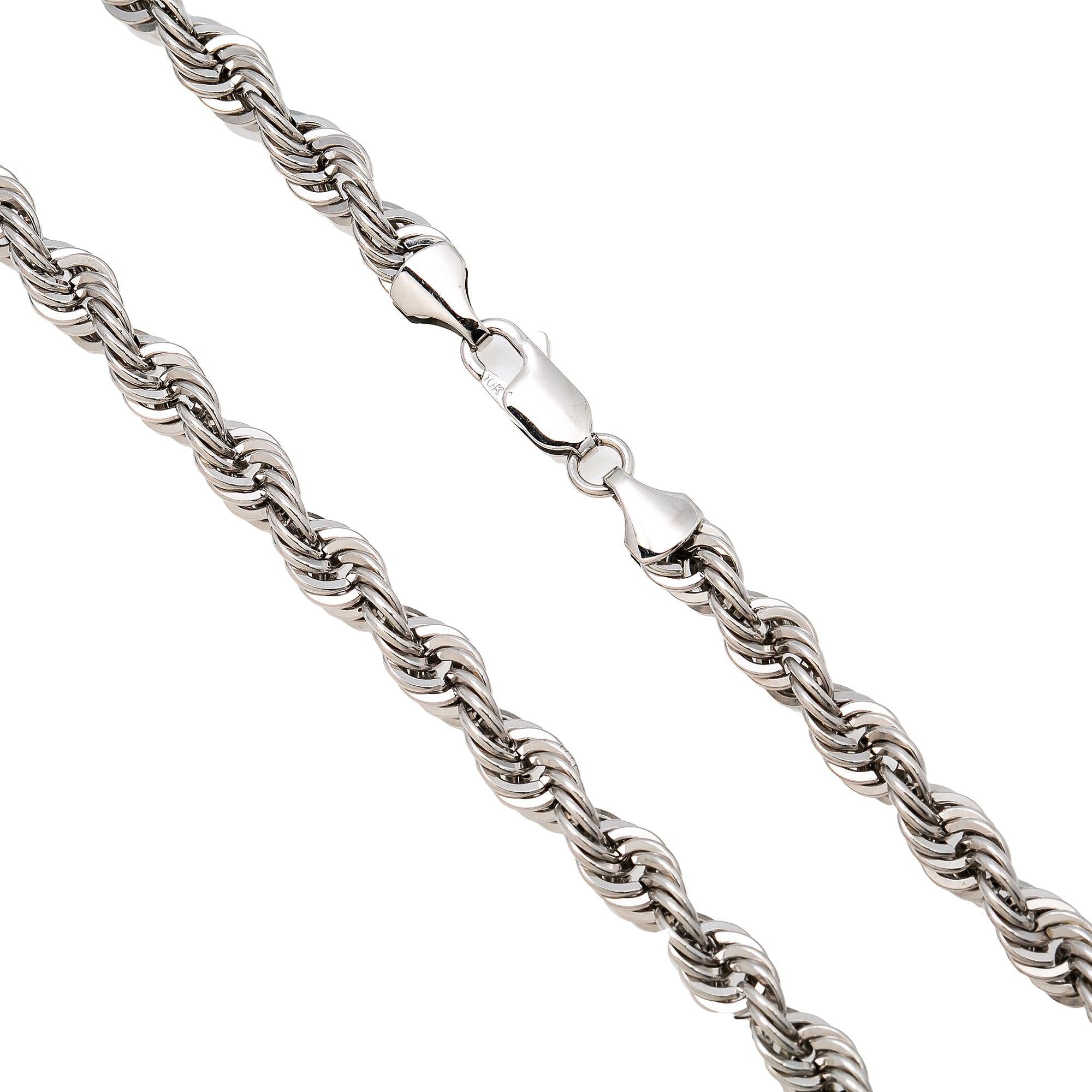 10K WHITE GOLD 5MM HOLLOW ROPE CHAIN