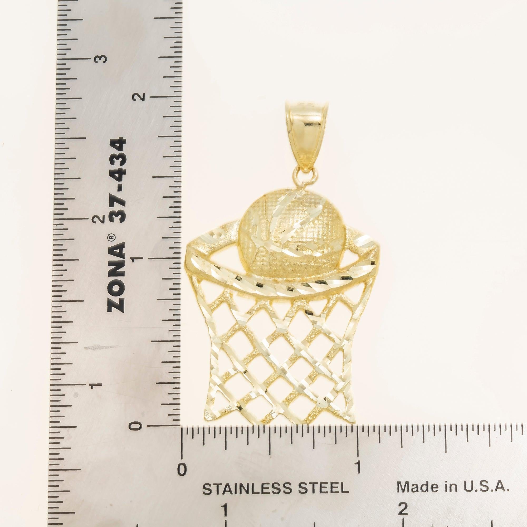 10K GOLD BASKETBALL WITH HOOP PENDANT 4.4G