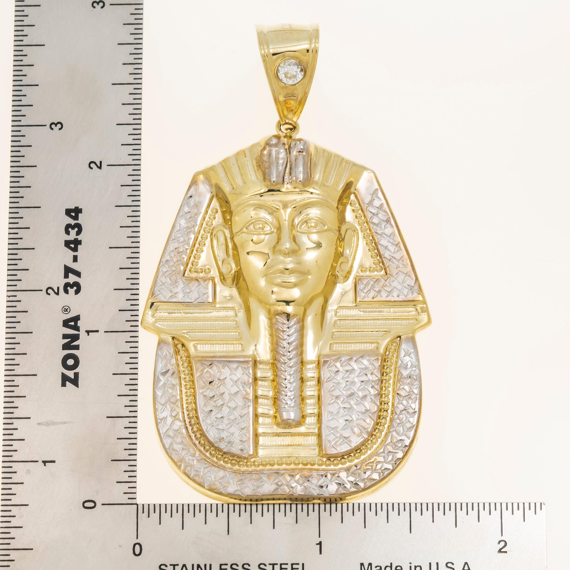 10K GOLD TWO TONE KING TUT WITH CZ STONE PENDANT 11.1G