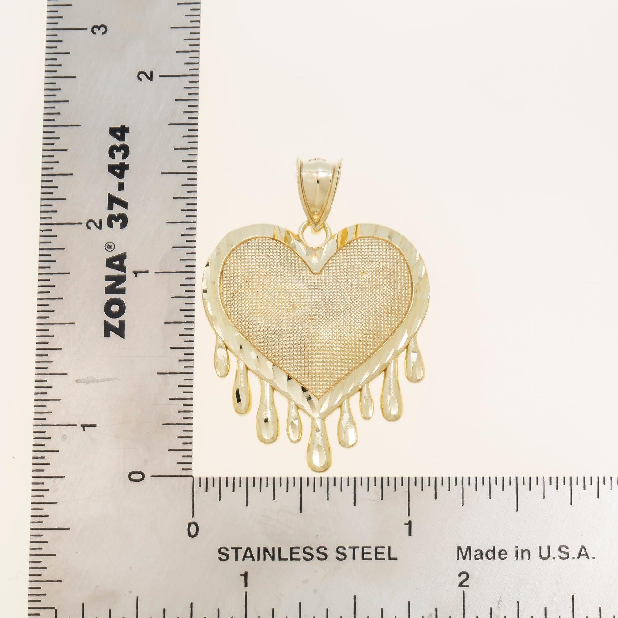 10K GOLD DRIPPING HEART PENDANT 3.4G