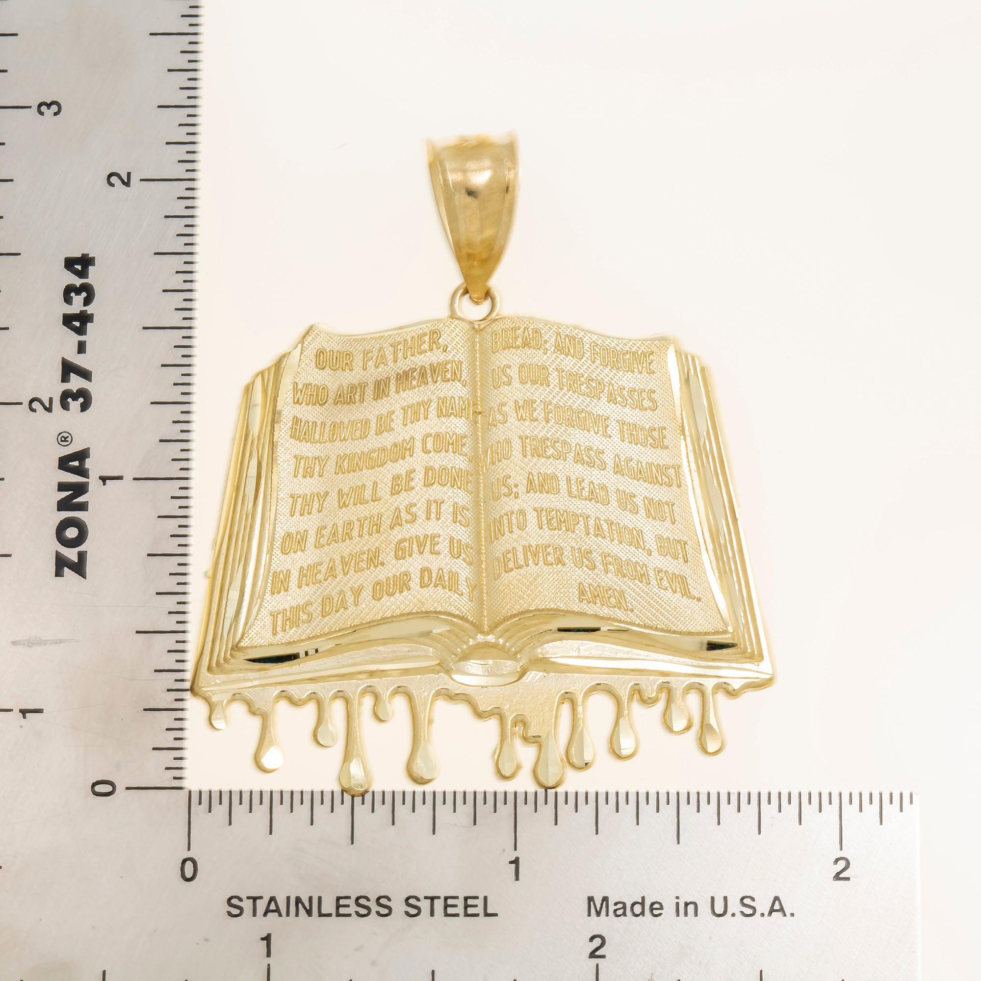 10K GOLD DRIPPING BIBLE PENDANT 8.1G