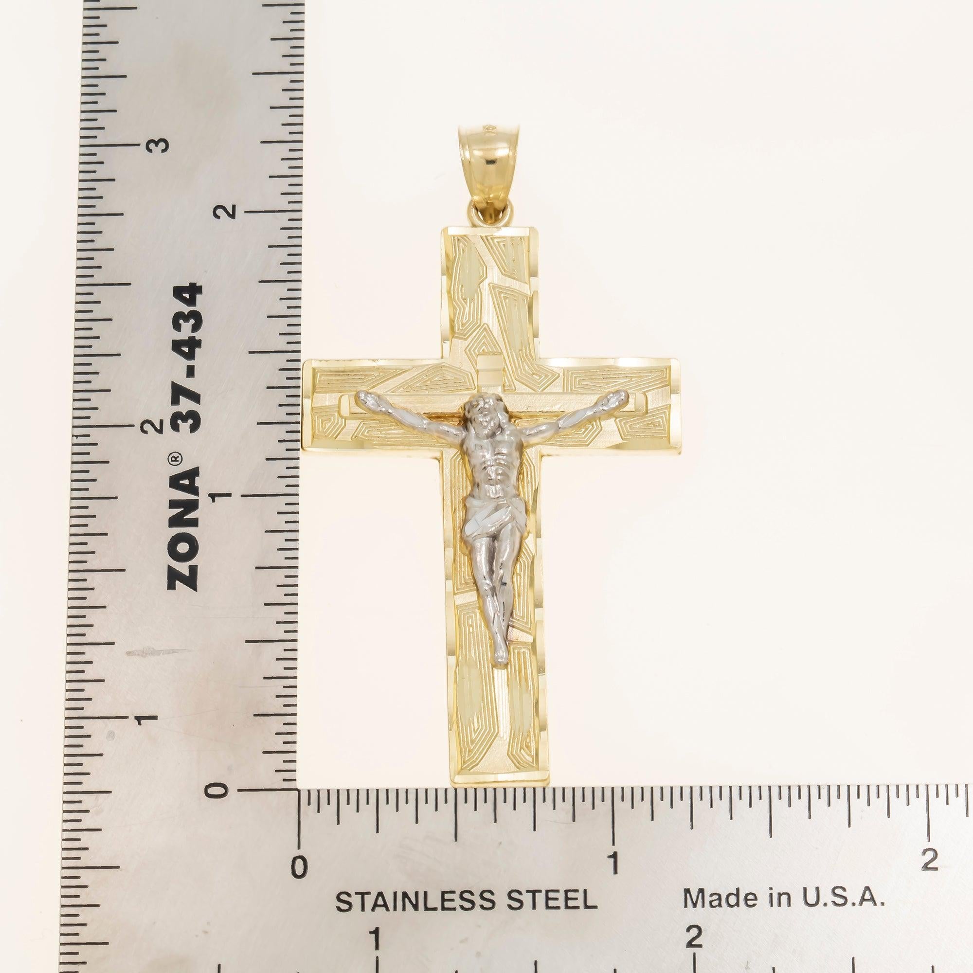 10K GOLD TWO TONE CRUCIFIX PENDANT 4.9G