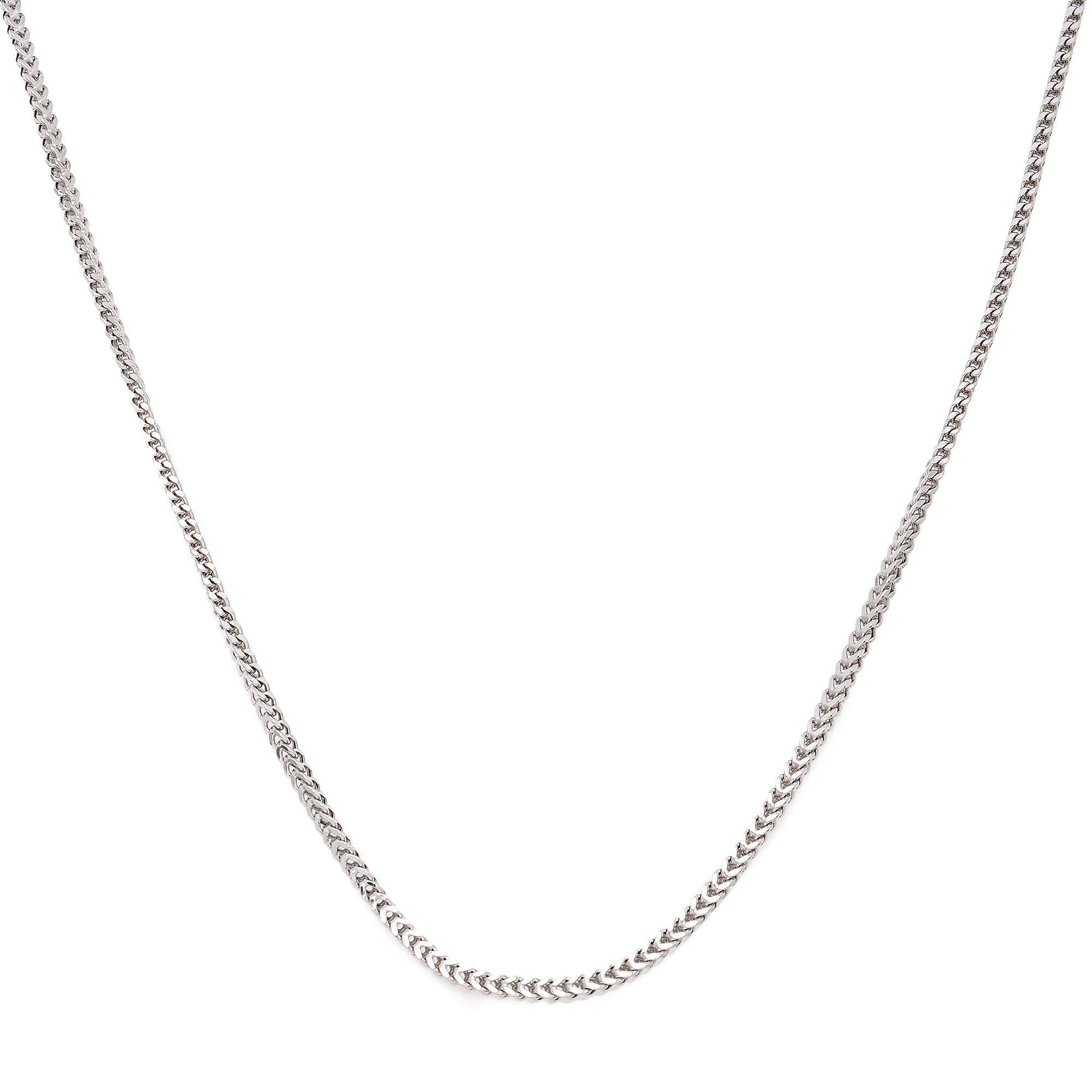 10k White Gold 2mm Hollow franco Chain Available In Sizes 18"-26"