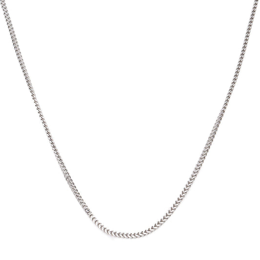 10k White Gold 2mm Hollow franco Chain Available In Sizes 18"-26"