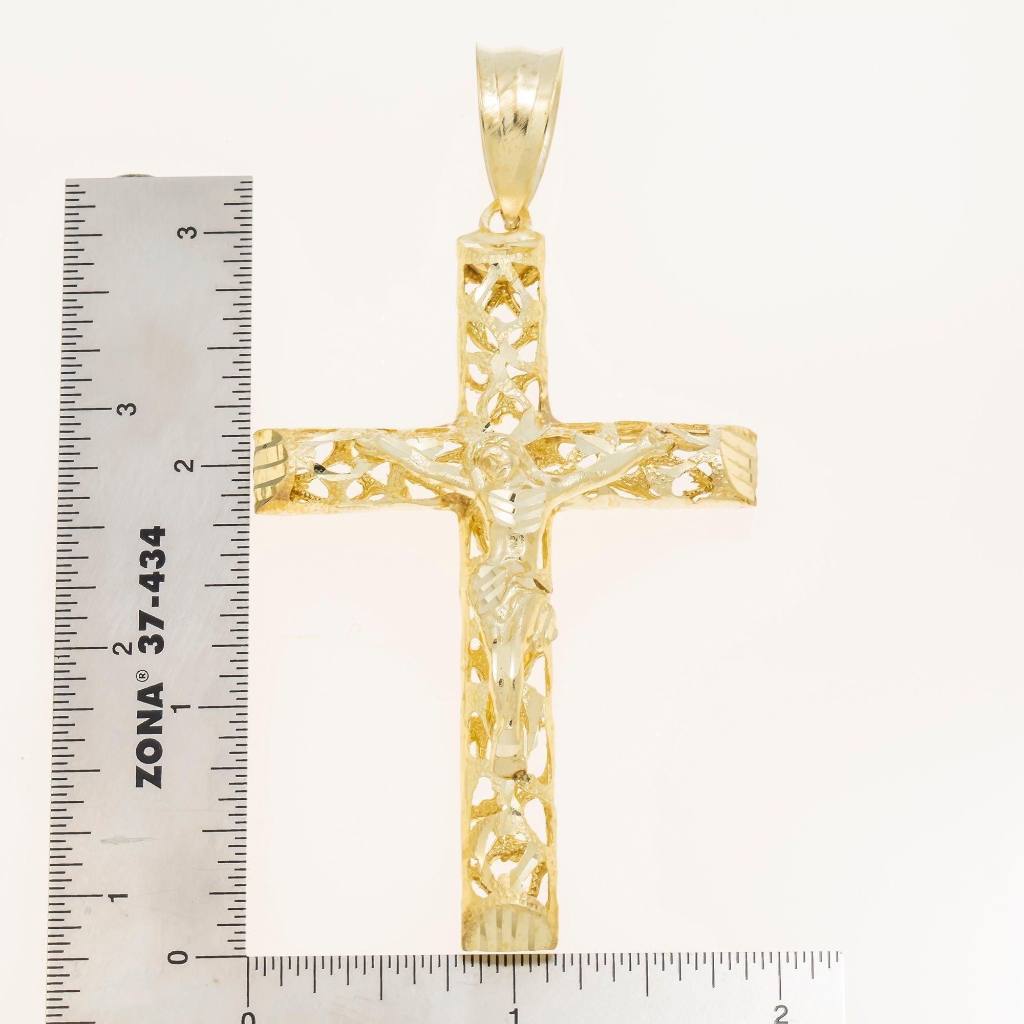 10K GOLD HOLLOW CRUCIFIX PENDANT 14.8G