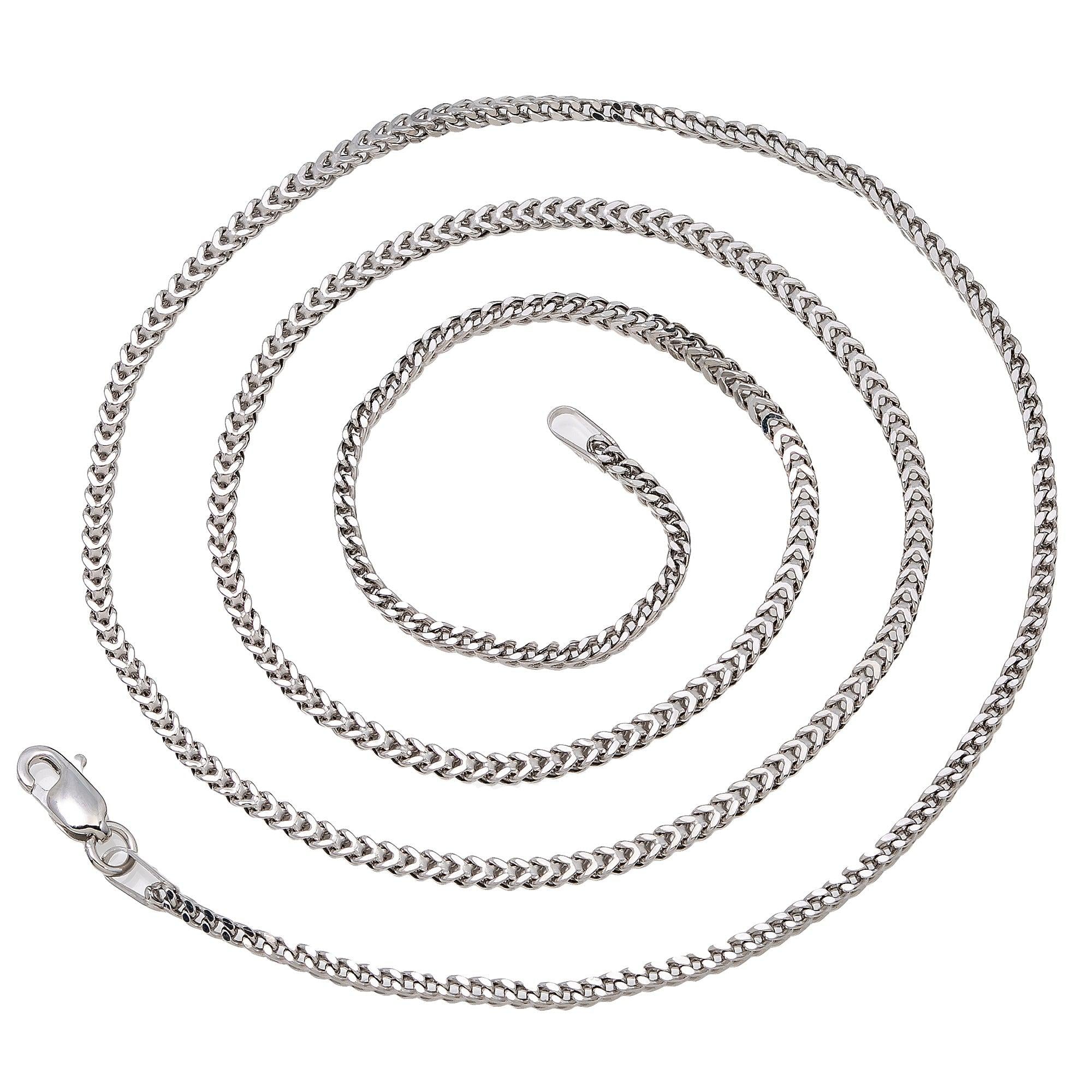 10k White Gold 2mm Hollow franco Chain Available In Sizes 18"-26"