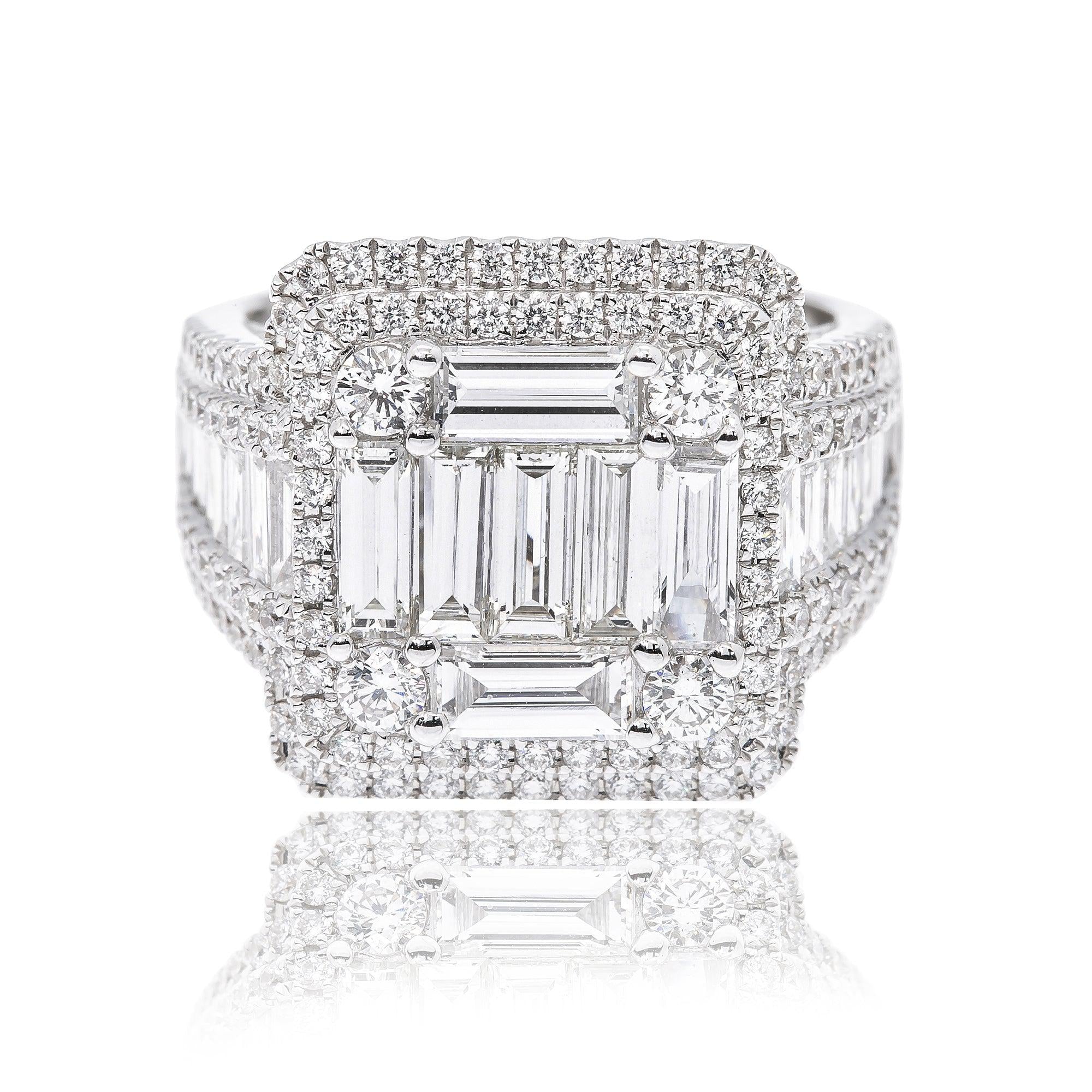 18K White Gold Ladies Engagement Ring with 1.35 CT Diamonds