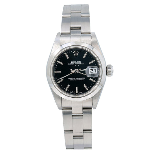 Rolex Oyster Perpetual Lady Date 69160 26MM Black Dial With Stainless Steel Oyster Bracelet