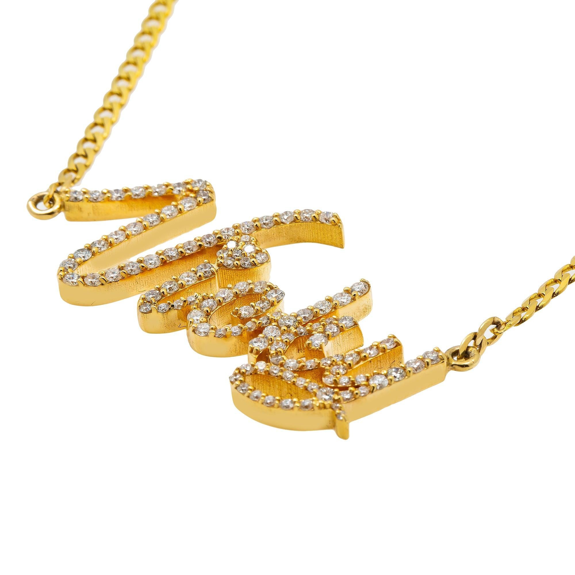 10K OR 14K GOLD UNISEX NAME PENDANT WITH DIAMONDS