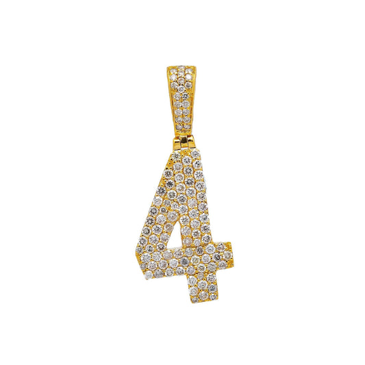 10K YELLOW GOLD DIAMOND #4 PENDANT