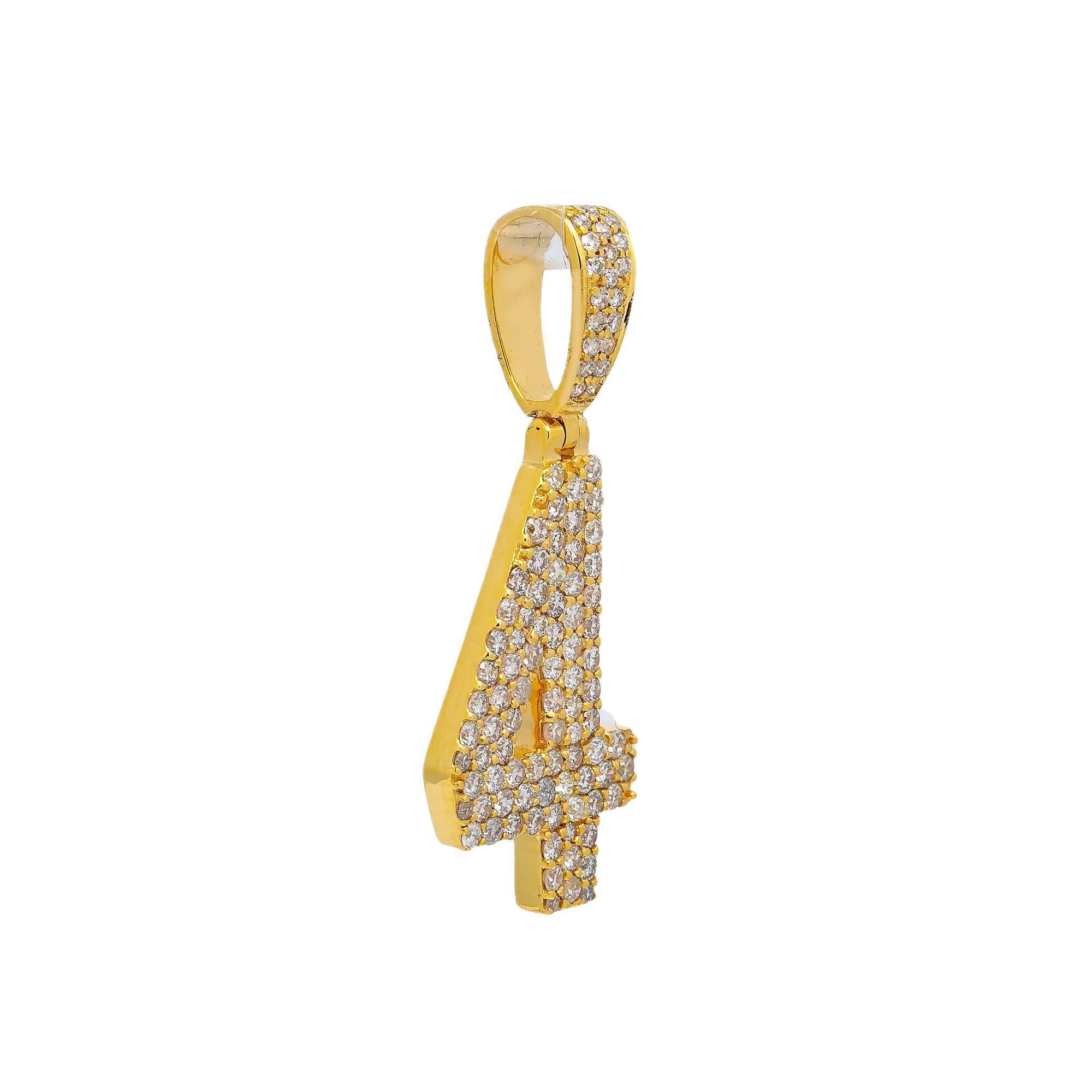 10K YELLOW GOLD DIAMOND #4 PENDANT