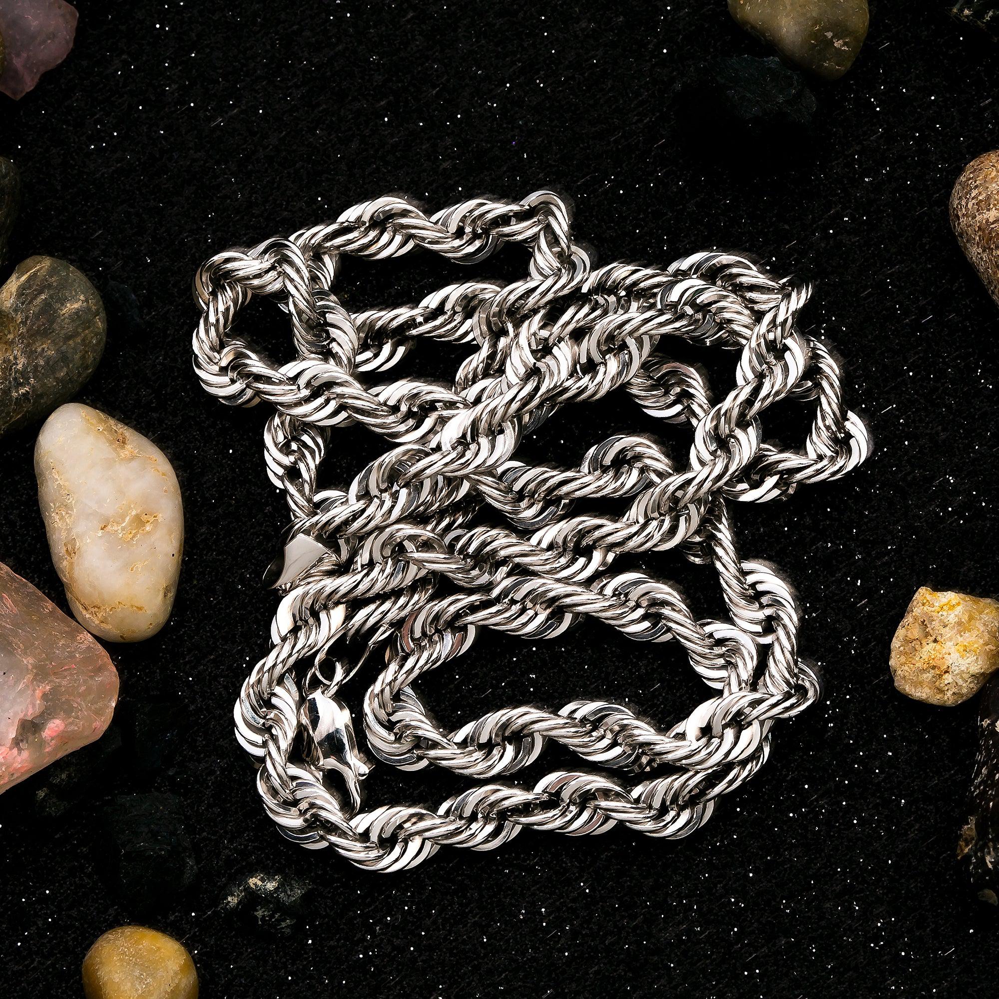 10K WHITE GOLD 5MM HOLLOW ROPE CHAIN