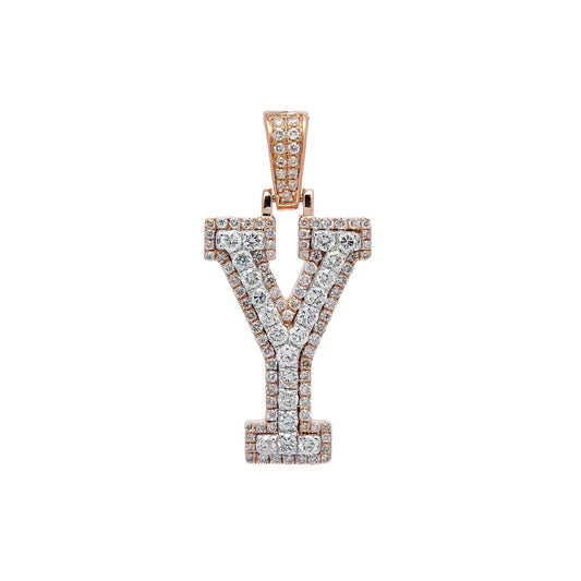 10K ROSE GOLD DIAMOND LETTER Y PENDANT