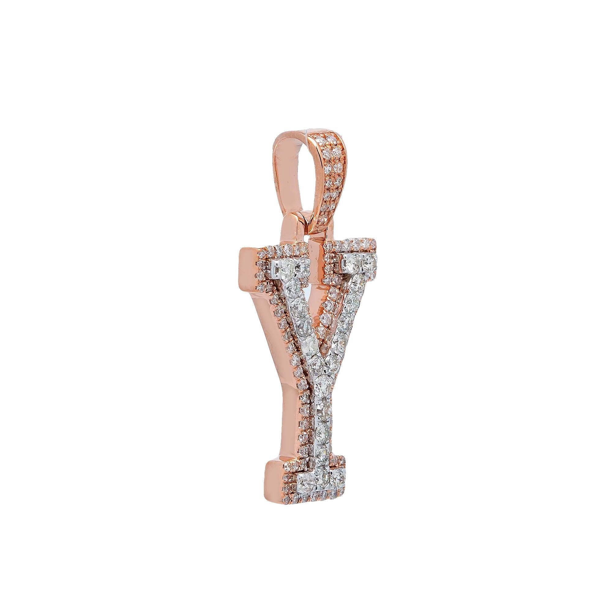 10K ROSE GOLD DIAMOND LETTER Y PENDANT