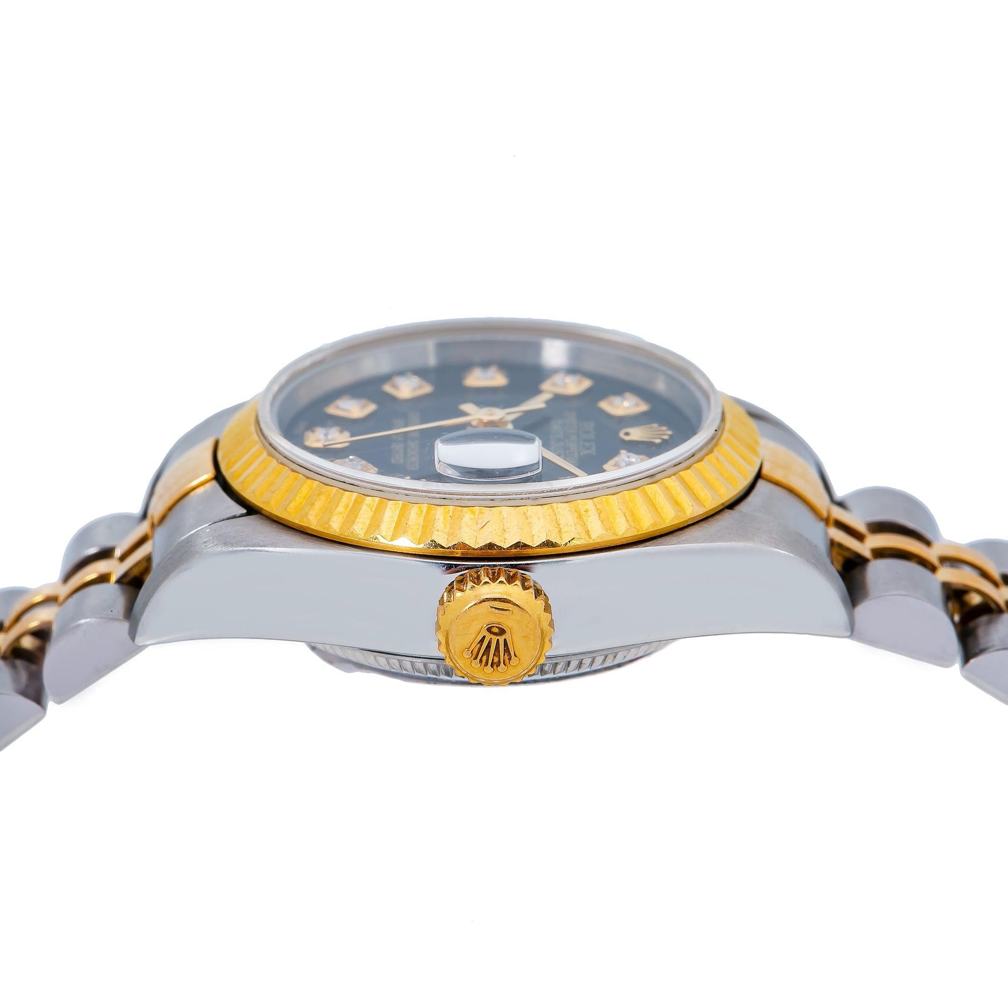 Rolex Lady-Datejust 69173 26MM Black Diamond Dial With Two Tone Jubilee Bracelet