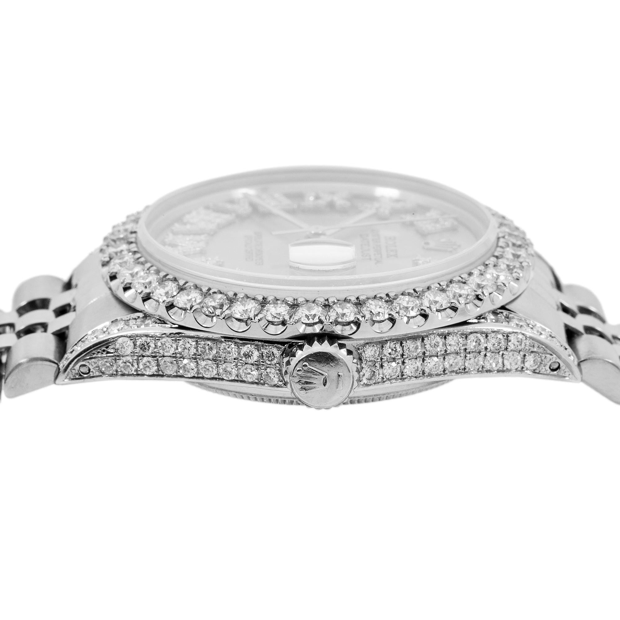 Rolex Datejust Diamond Watch, 16014 36mm, Grey Diamond Dial With 3.5 CT Diamonds