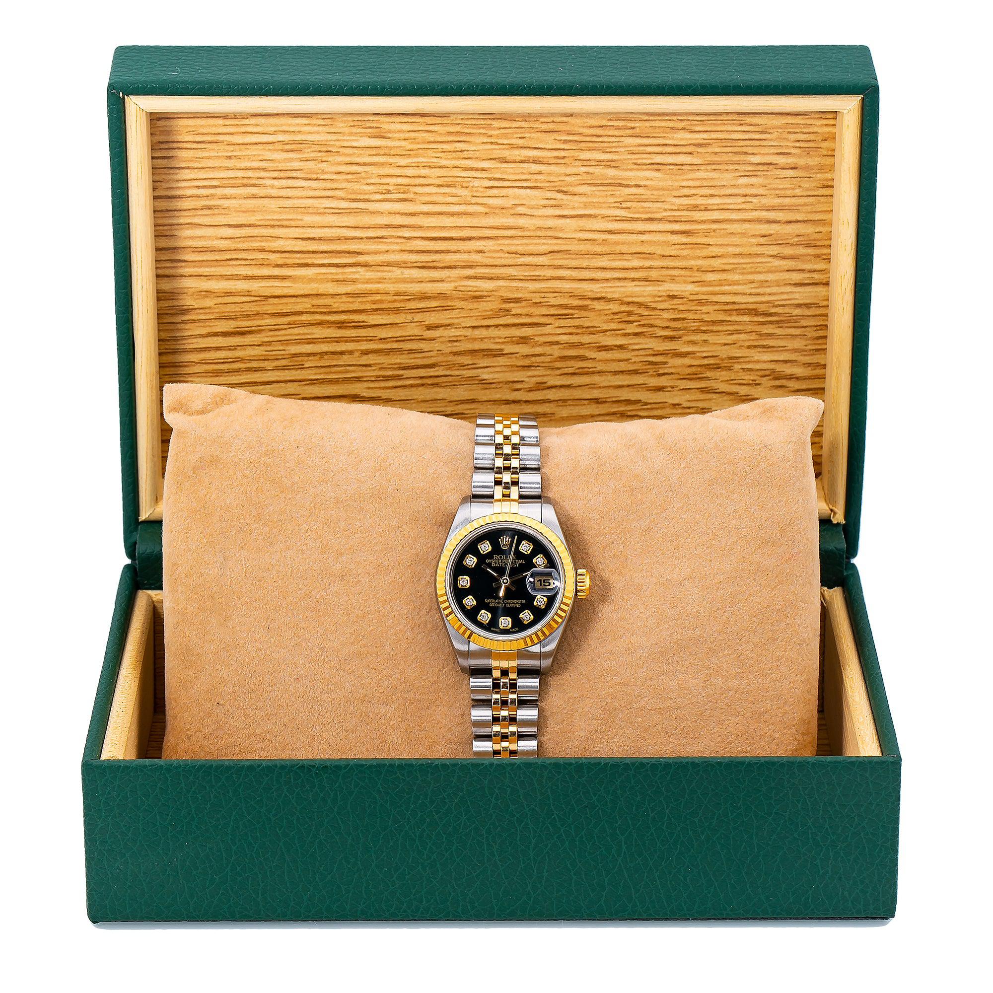 Rolex Lady-Datejust 69173 26MM Black Diamond Dial With Two Tone Jubilee Bracelet