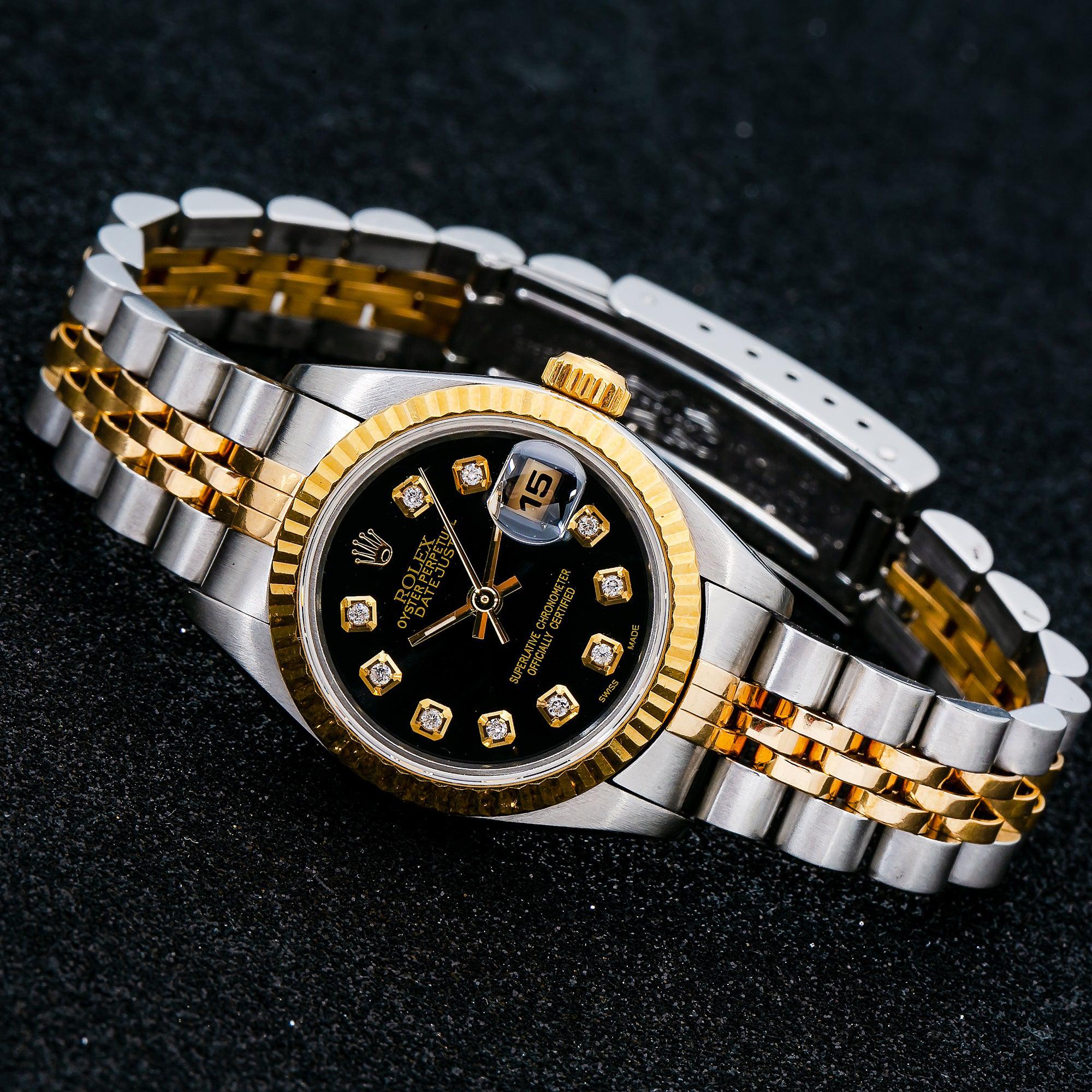 Rolex Lady-Datejust 69173 26MM Black Diamond Dial With Two Tone Jubilee Bracelet