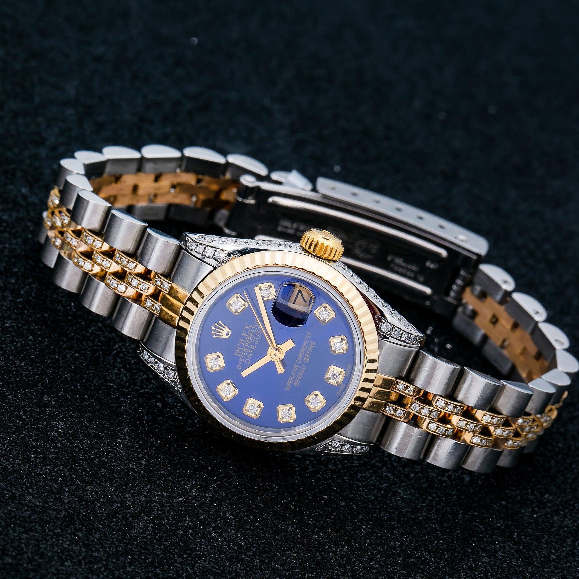 Rolex Lady-Datejust 69173 26MM Blue Diamond Dial With Two Tone Jubilee Bracelet