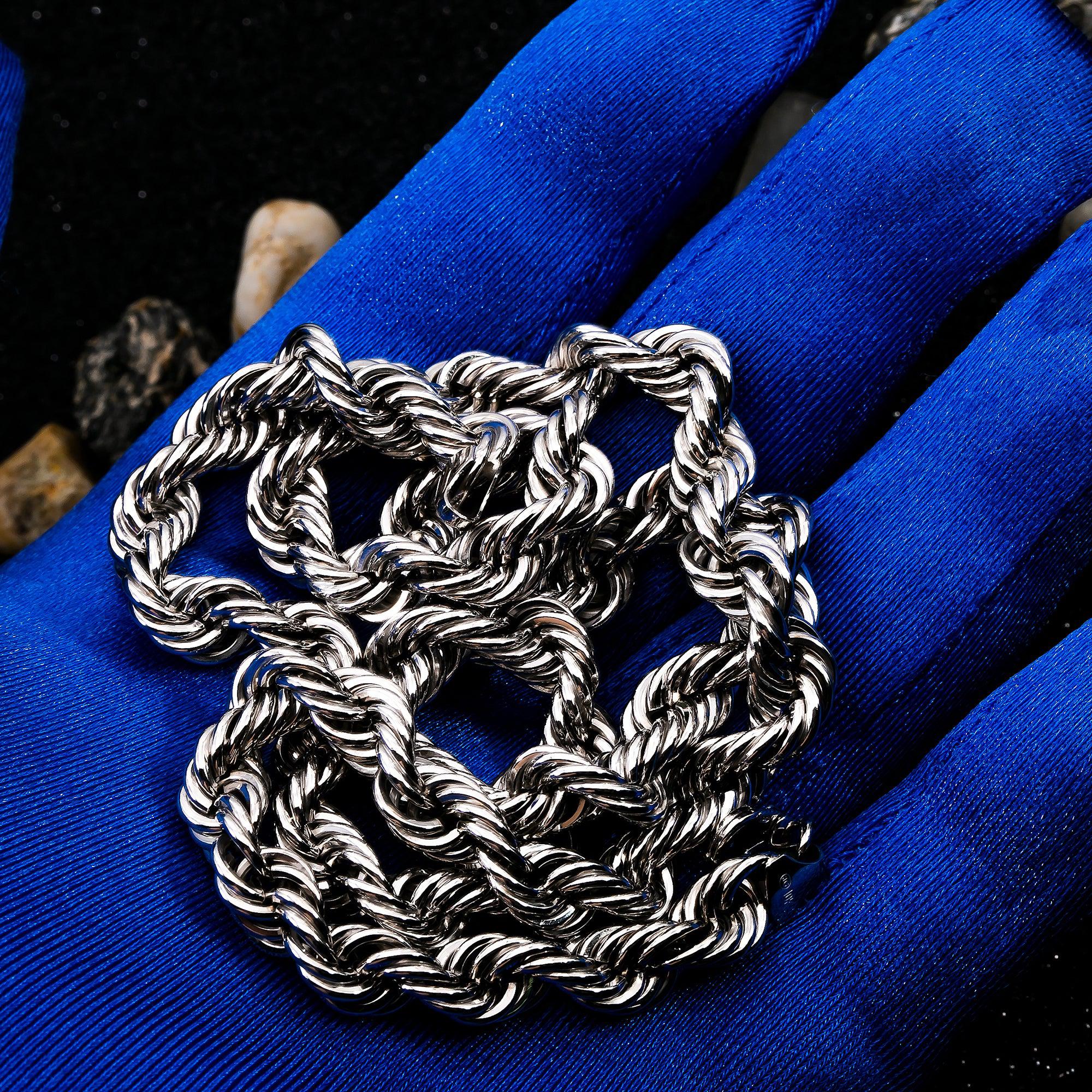 10K WHITE GOLD 7MM MILLENNIUM ROPE CHAIN