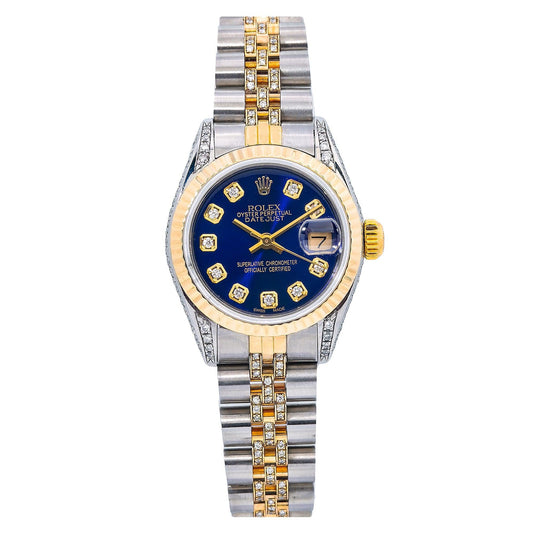 Rolex Lady-Datejust 69173 26MM Blue Diamond Dial With Two Tone Jubilee Bracelet
