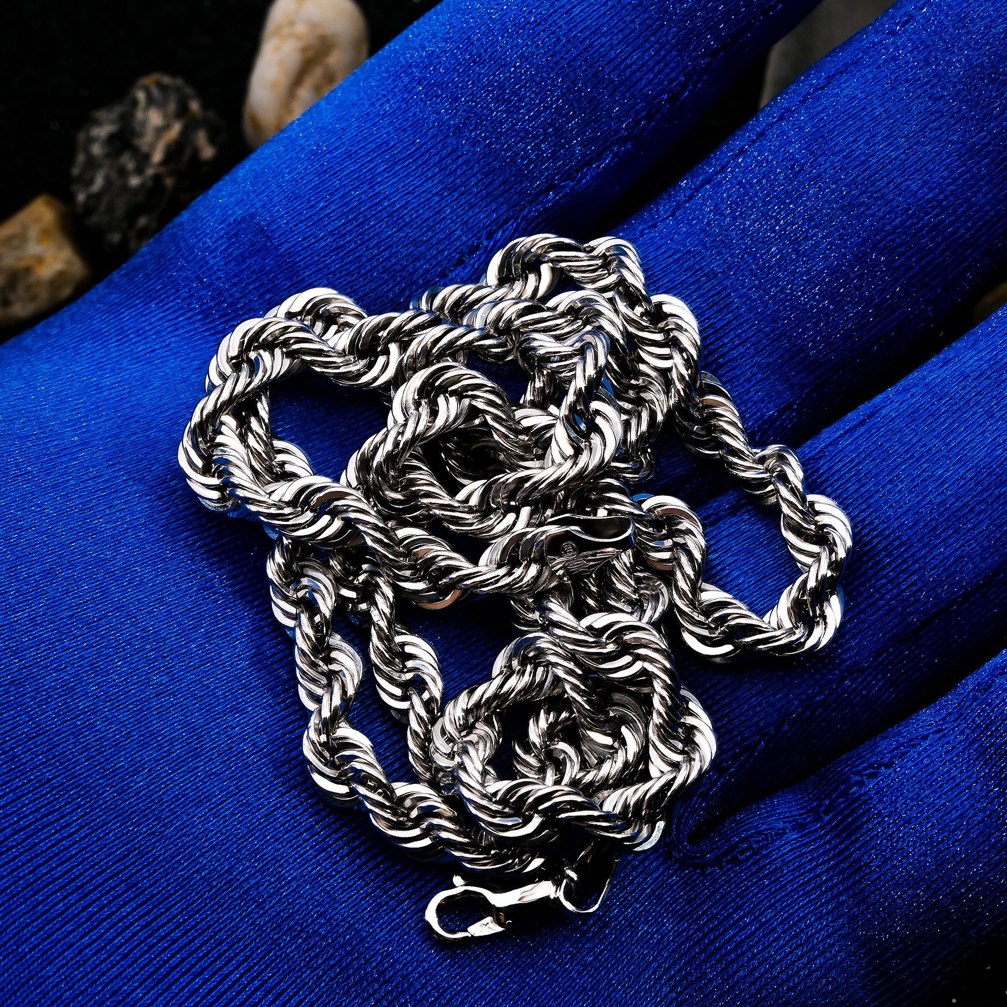 10K WHITE GOLD 5MM HOLLOW ROPE CHAIN