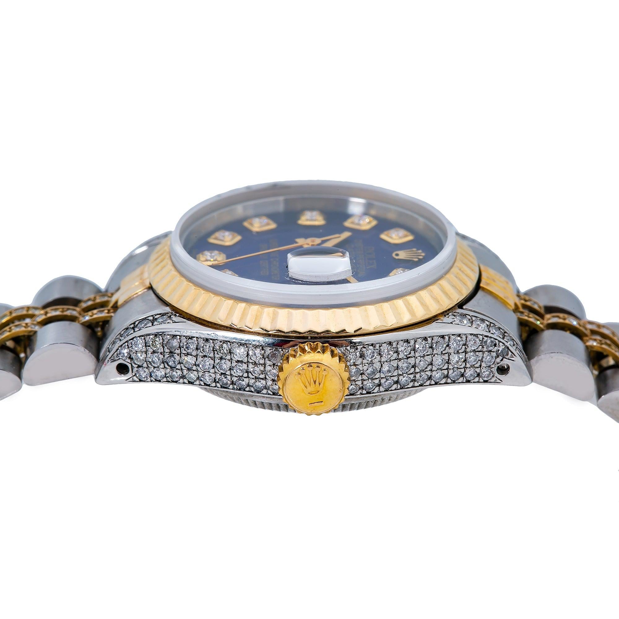 Rolex Lady-Datejust 69173 26MM Blue Diamond Dial With Two Tone Jubilee Bracelet