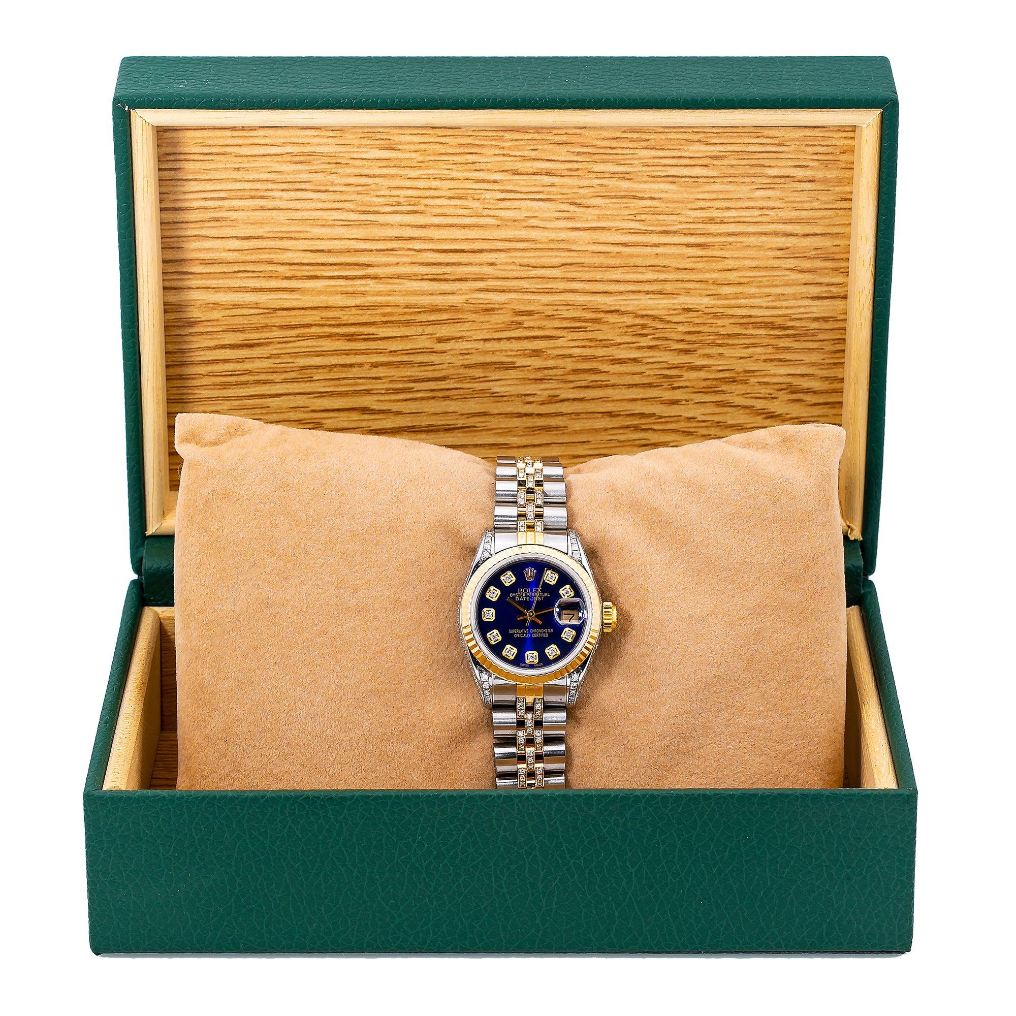 Rolex Lady-Datejust 69173 26MM Blue Diamond Dial With Two Tone Jubilee Bracelet