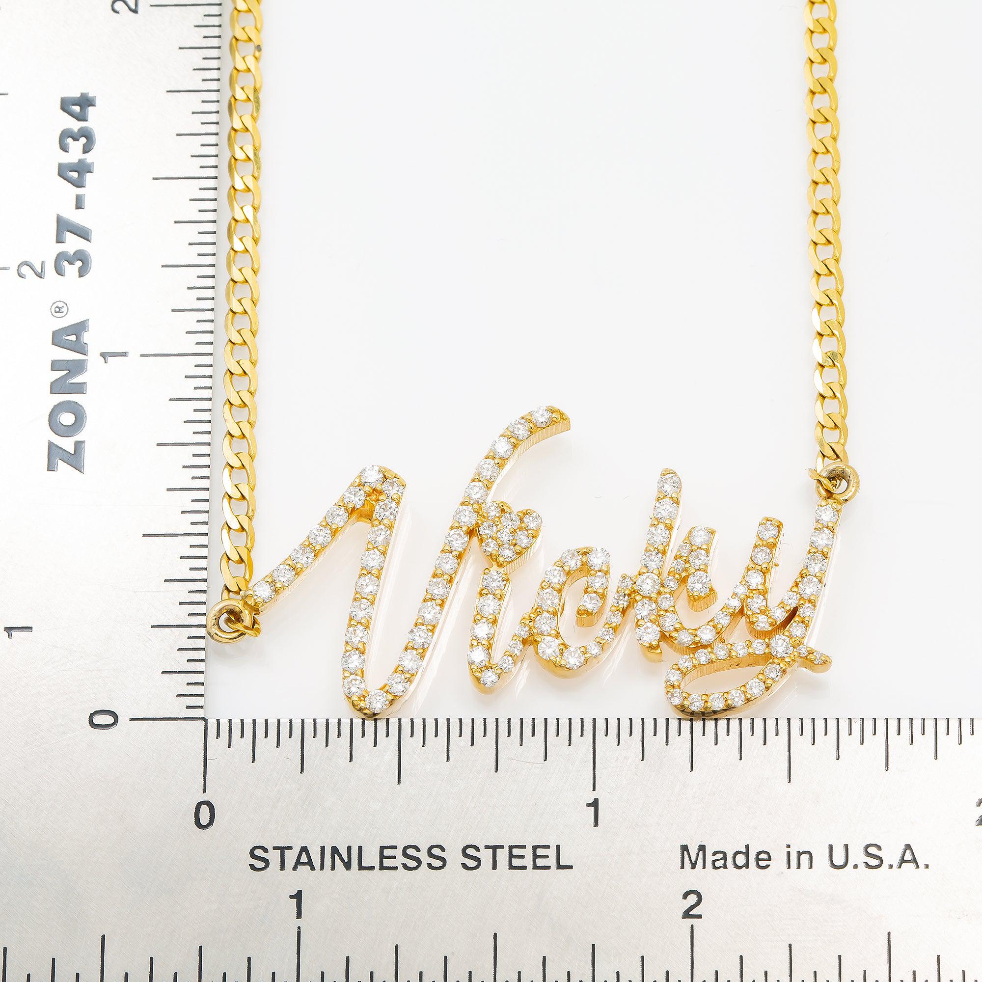 10K OR 14K GOLD UNISEX NAME PENDANT WITH DIAMONDS
